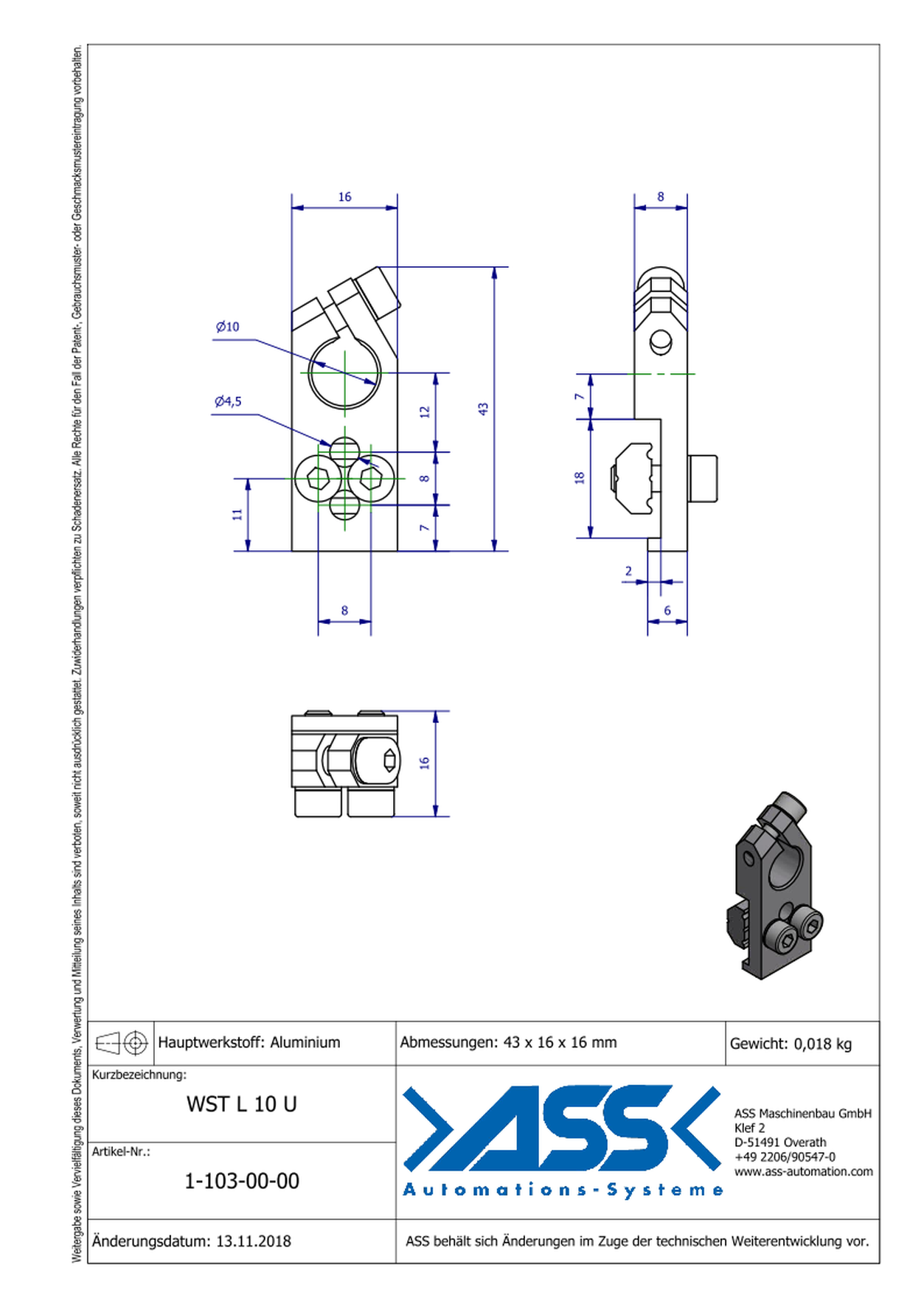 WST L 10 U Angle Clamp universal