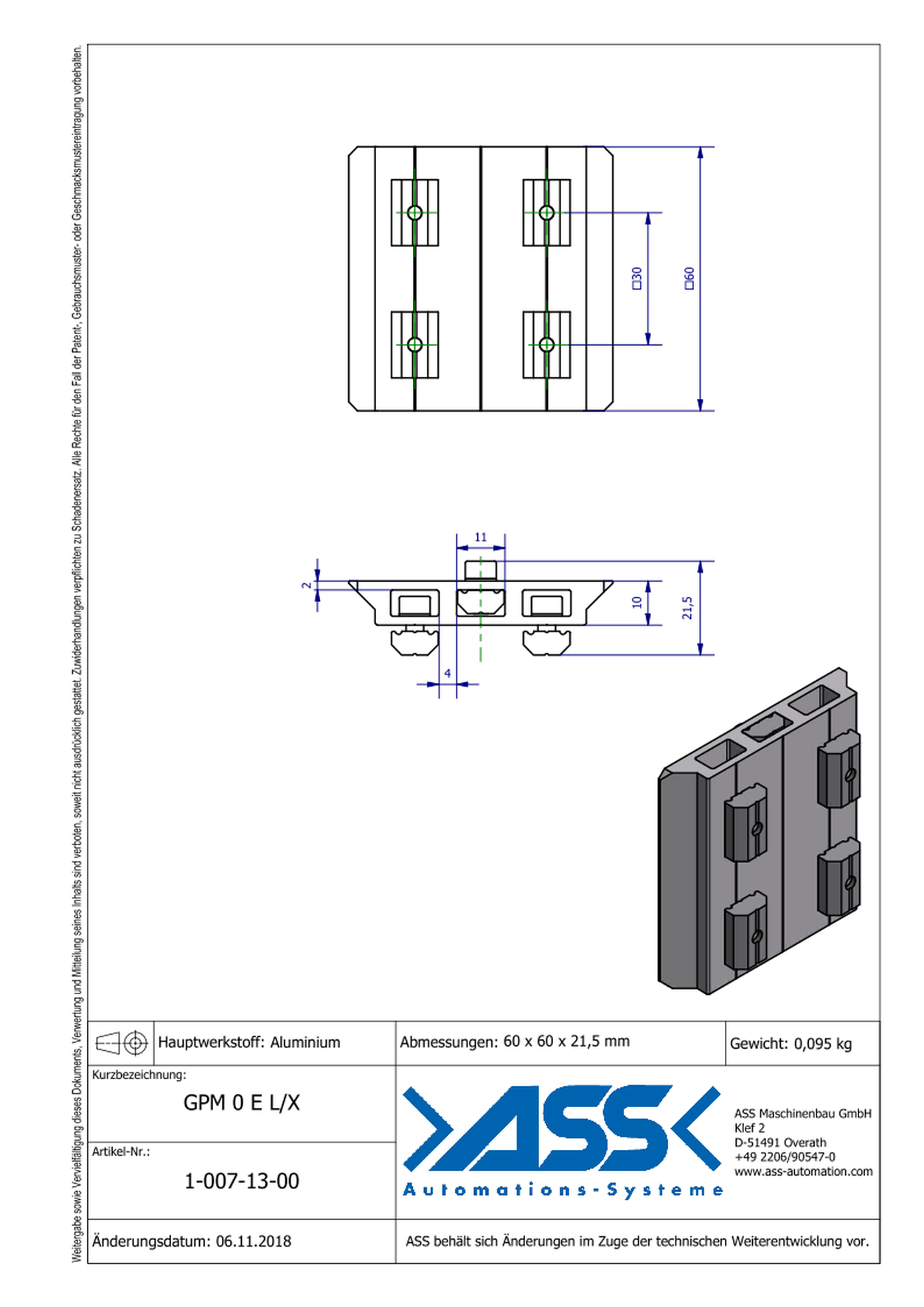 GPM 0 E L/X Gripper (EOAT) Base Plate, extruded