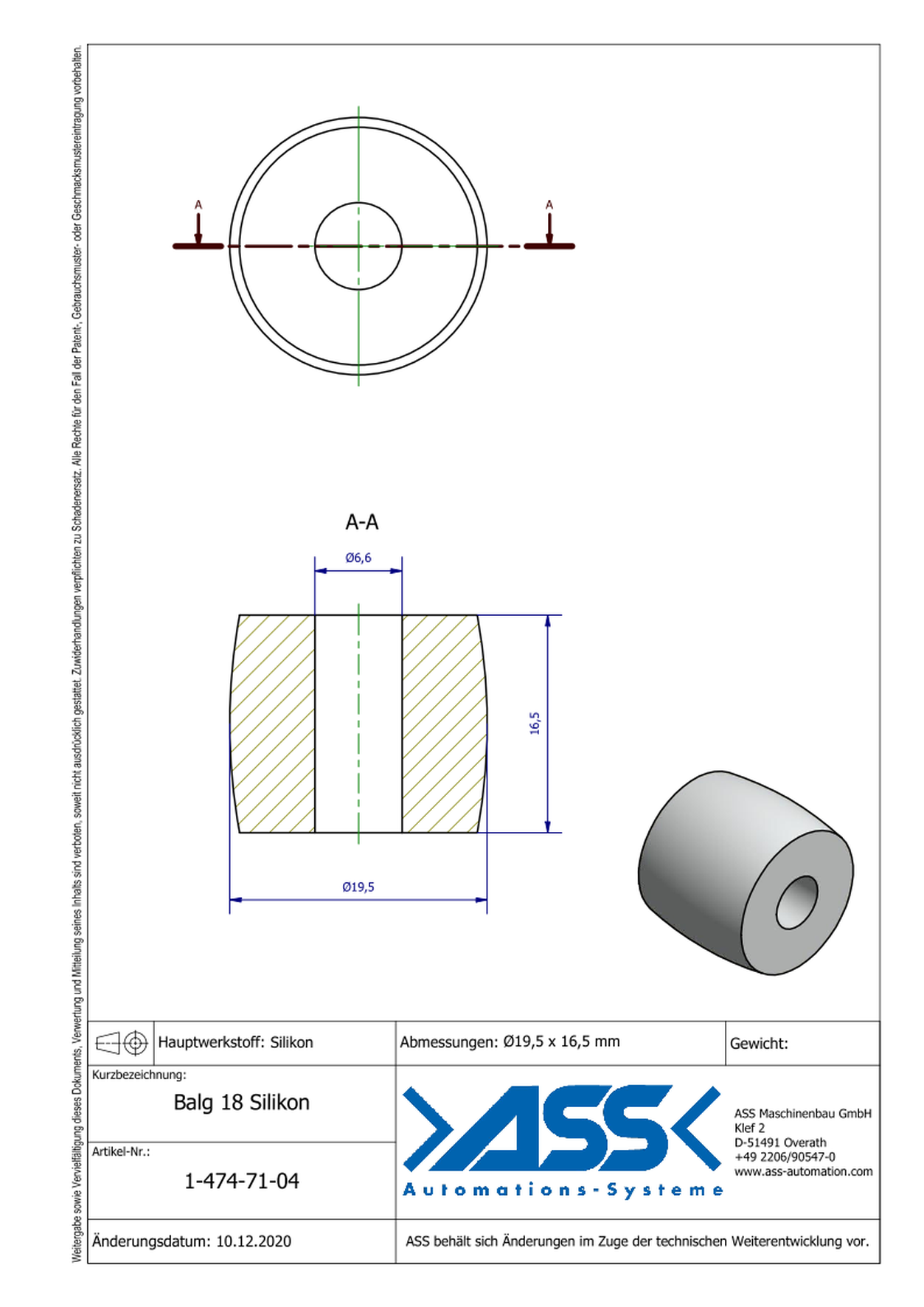 Balg 18 Silikon Spare Bellow for IGB