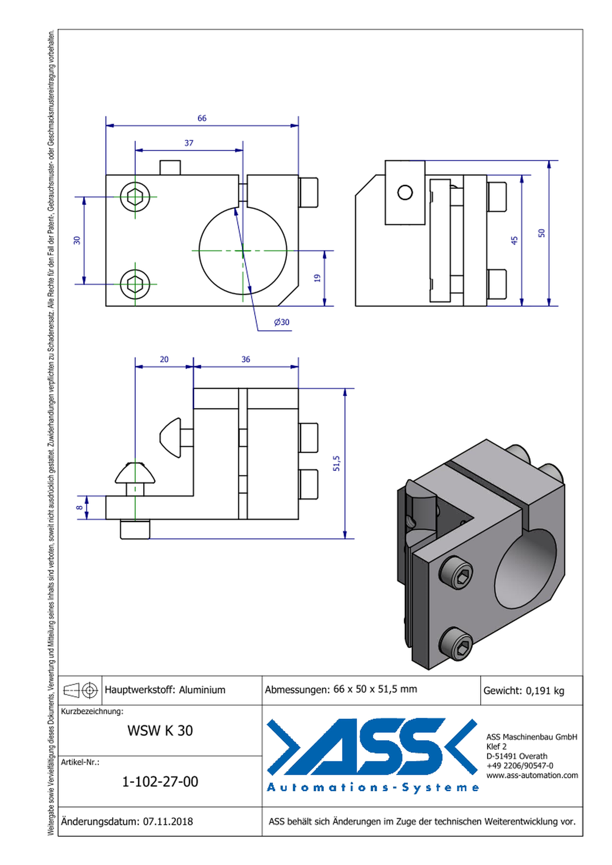 WSW K 30 Angle Clamp