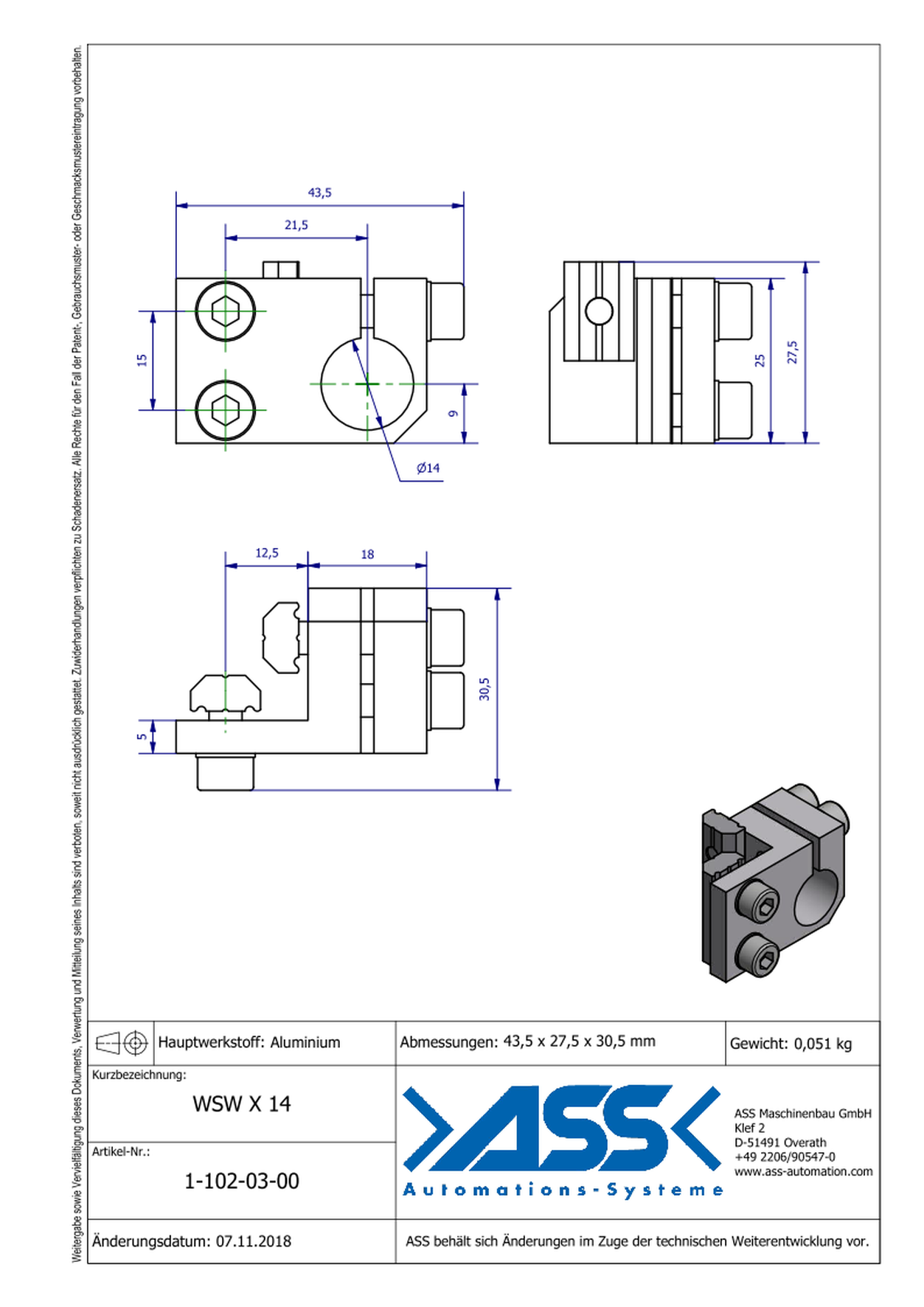 WSW X 14 Angle Clamp