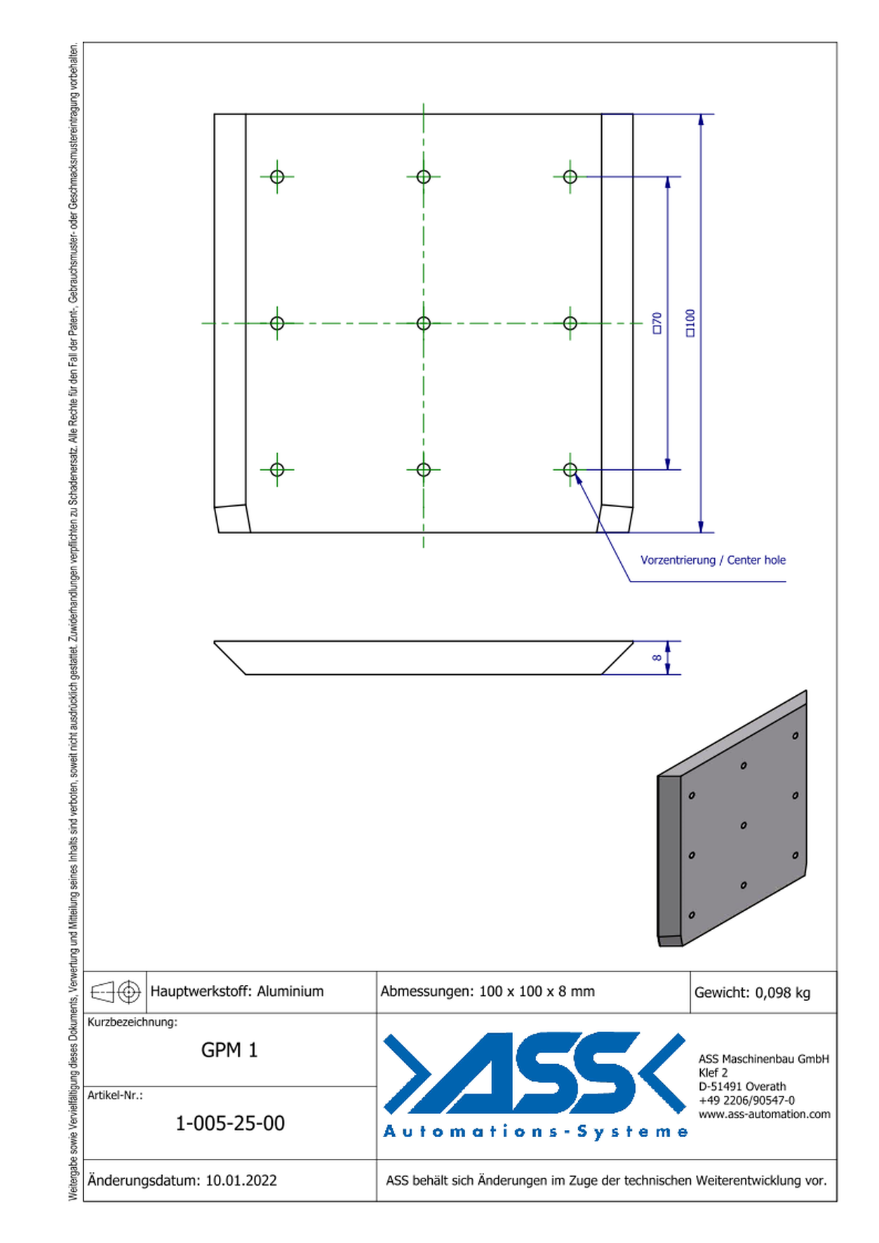 GPM 1 Gripper (EOAT) Base Plate