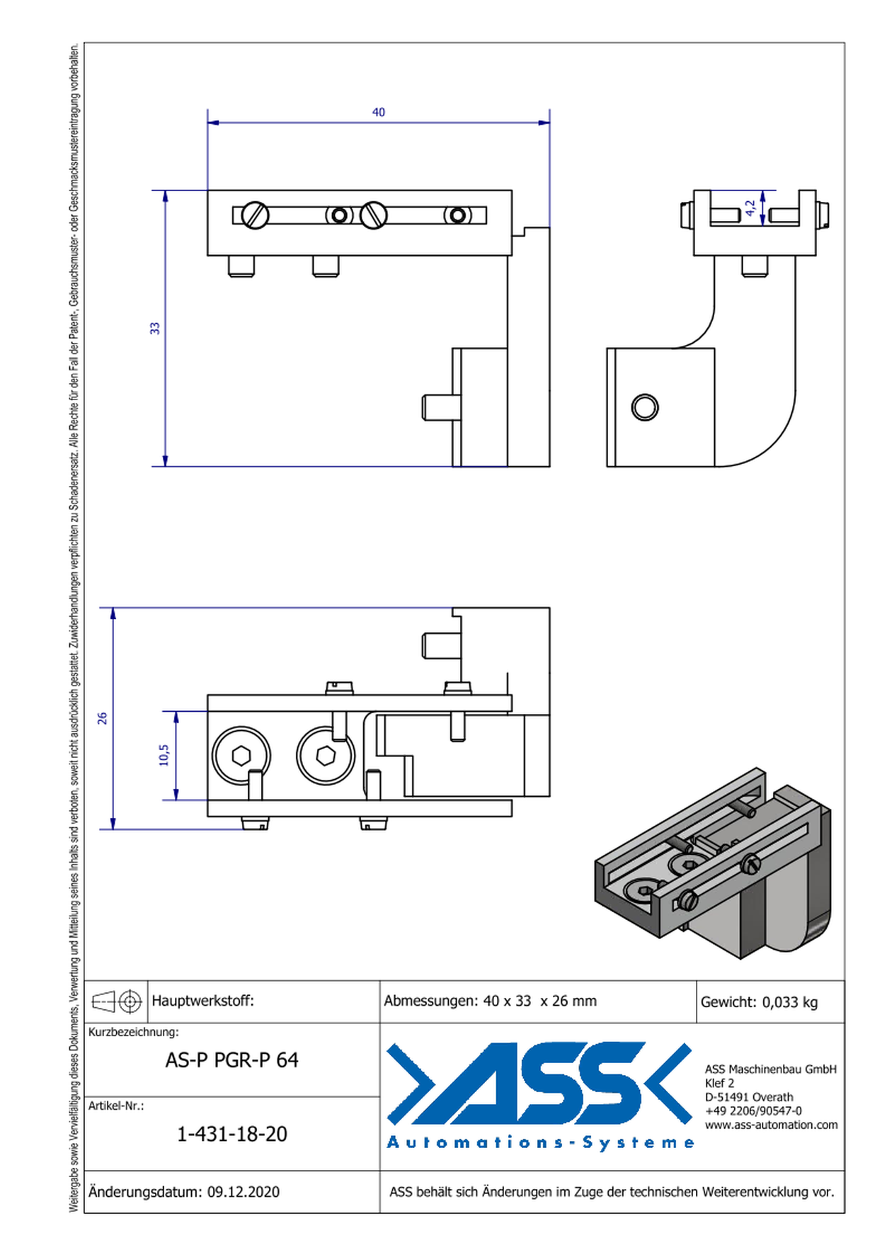 AS-P PGR-P 64 Sensor Bracket Precise for PGR-P