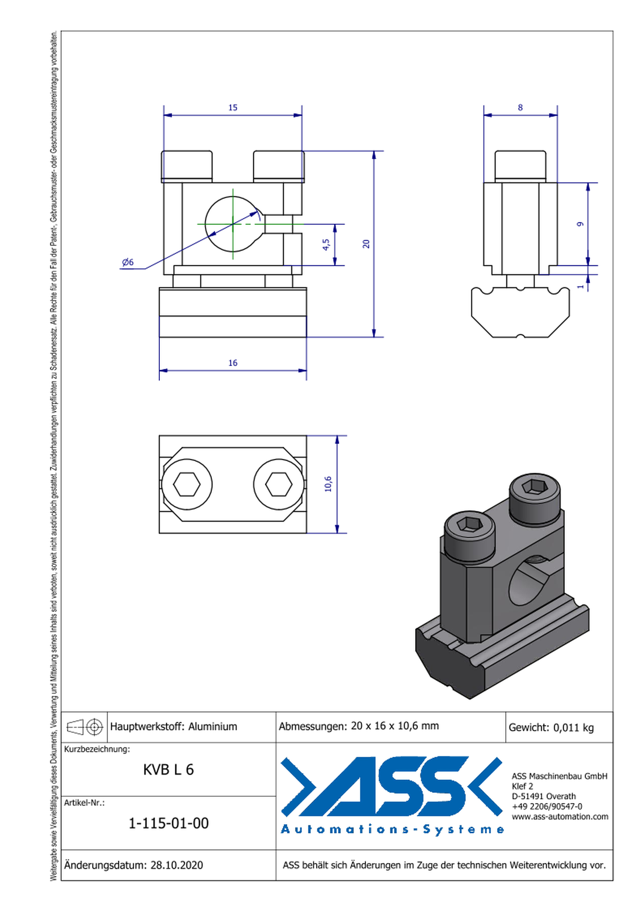 KVB L 6 Cross Connector, Micro Series