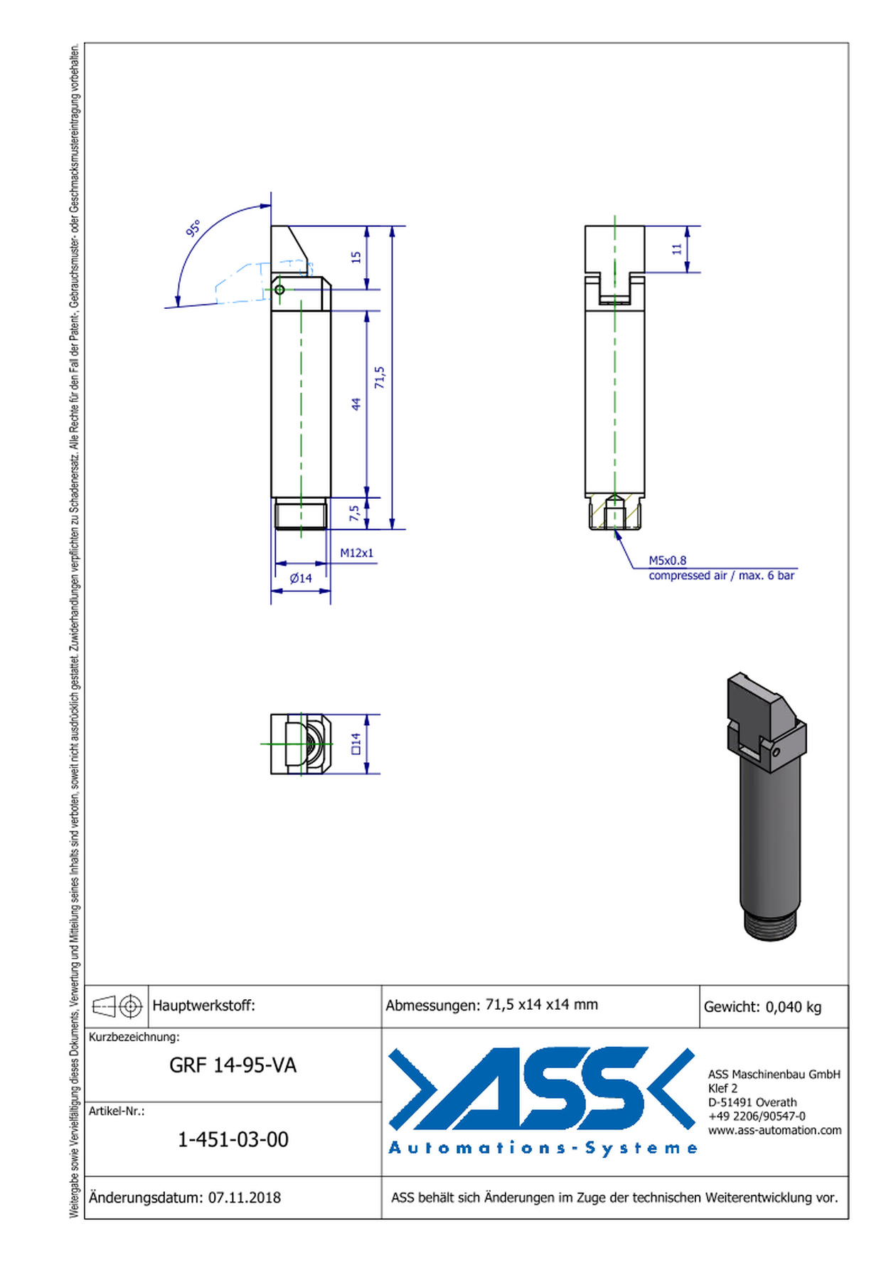 GRF 14-95 VA Gripper Finger 95°