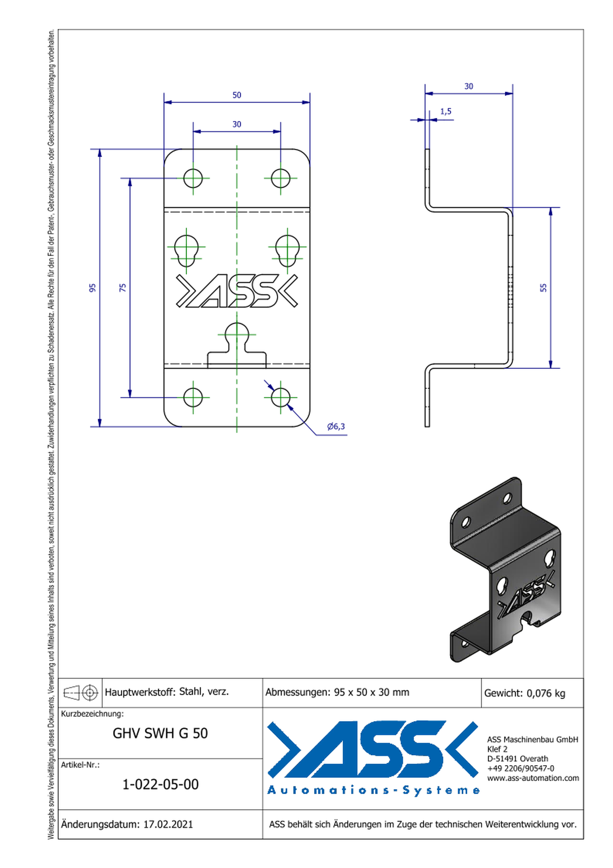 GHV SWH G 50 Wall Mounting for SWH