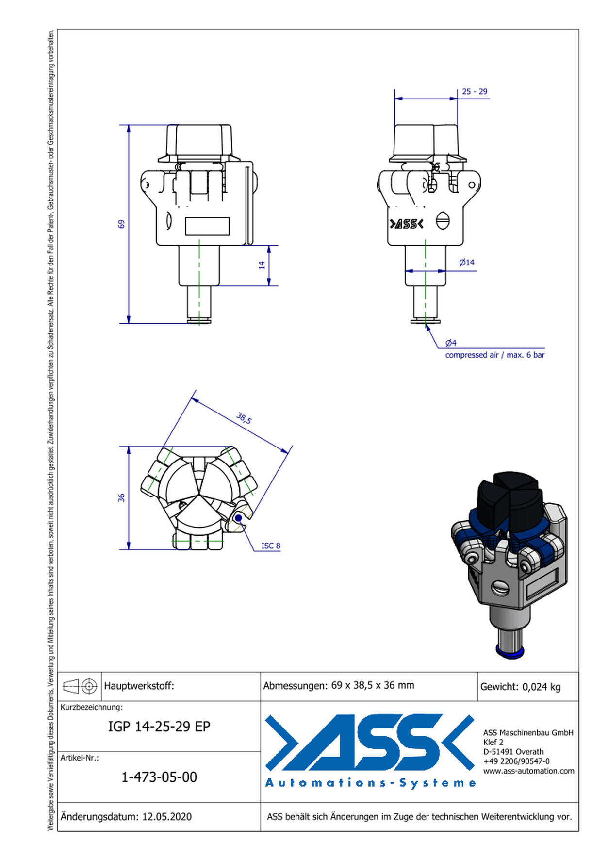 IGP 14-25-29 EP ID Gripper with EP Coating