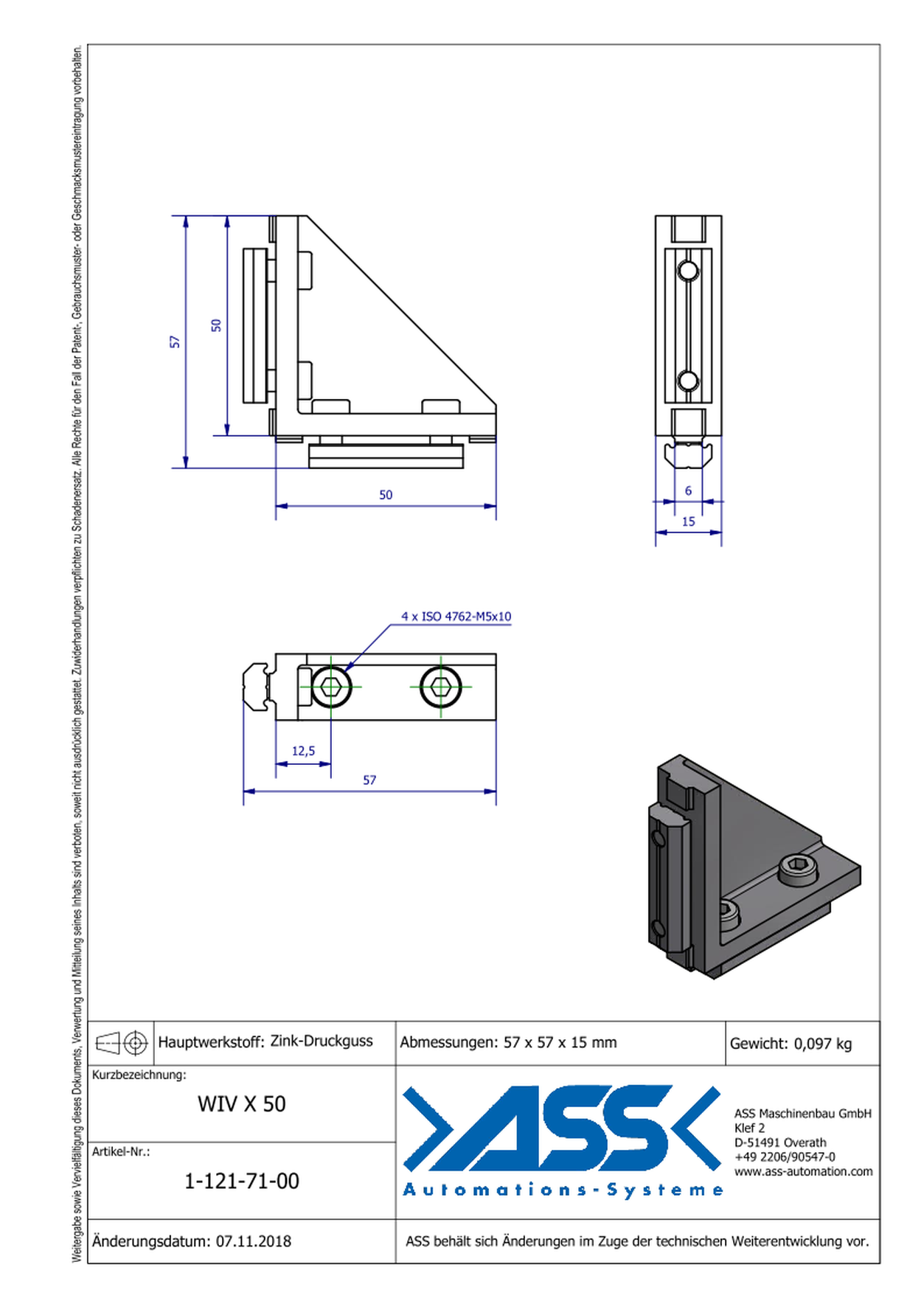 WIV X 50 Angle Joint Connector 90°