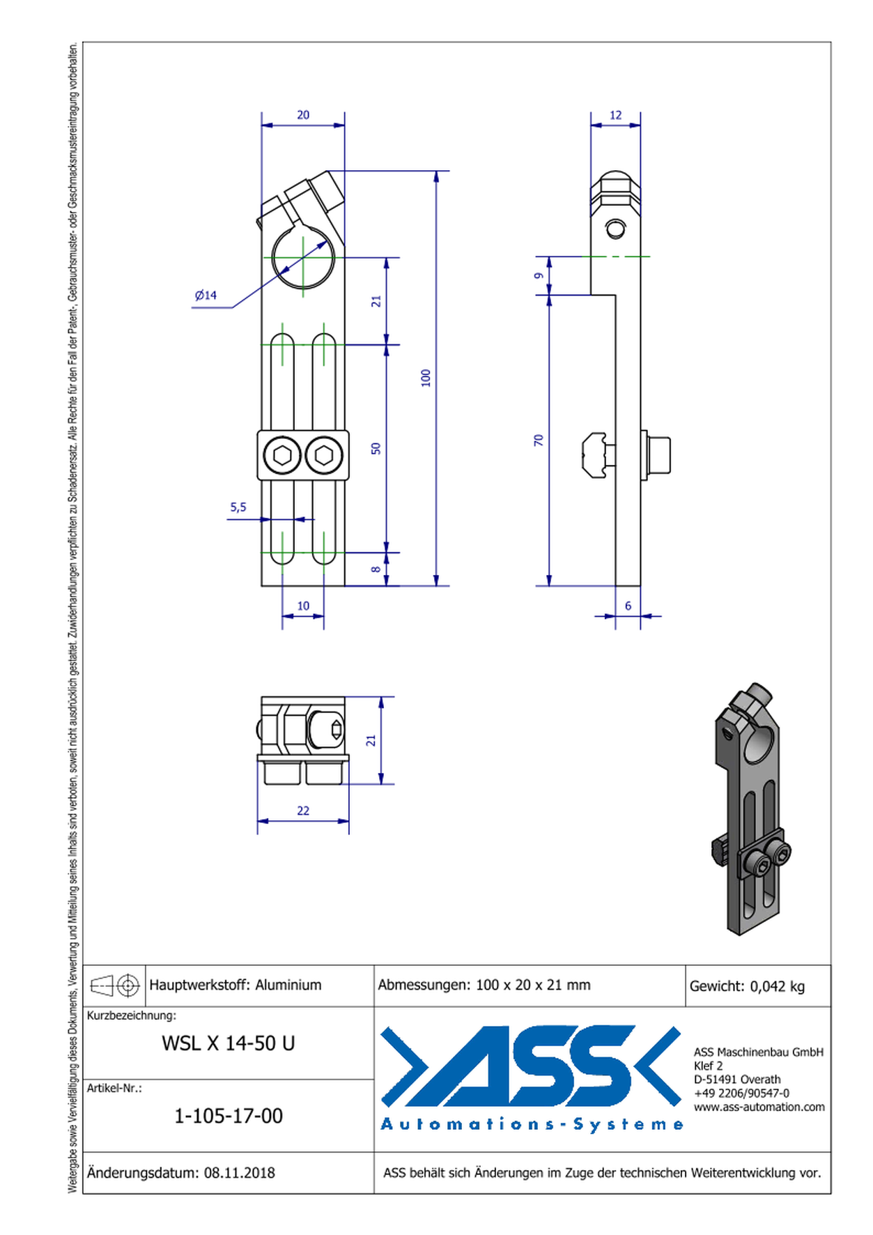 WSL X 14-50 U Long Angle Clamp universal