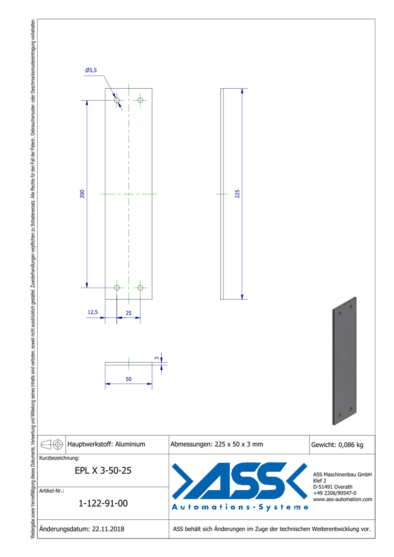 EPL X 3-50-25 End Plate