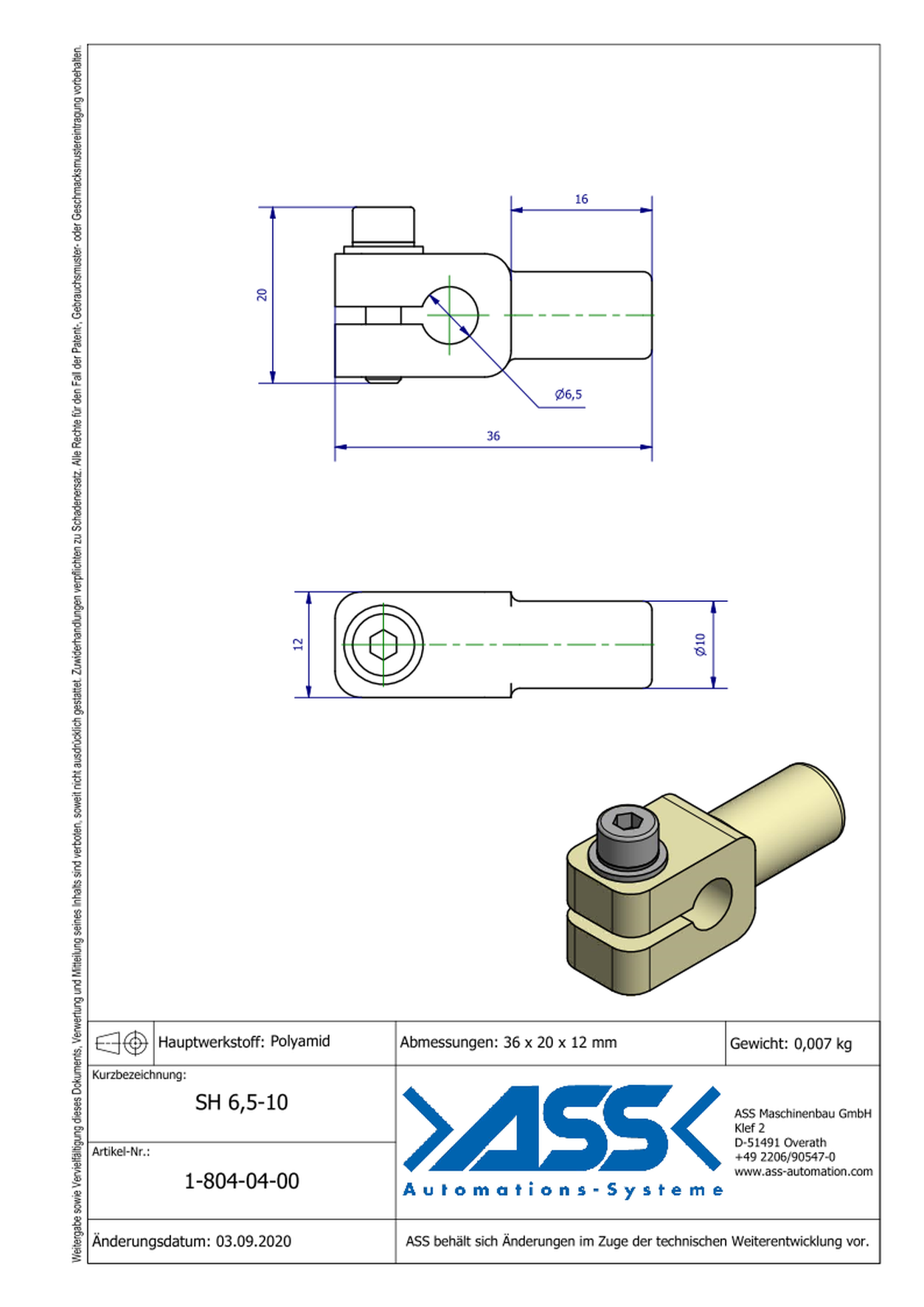 SH6,5-10 Sensor Bracket for Round Sensors