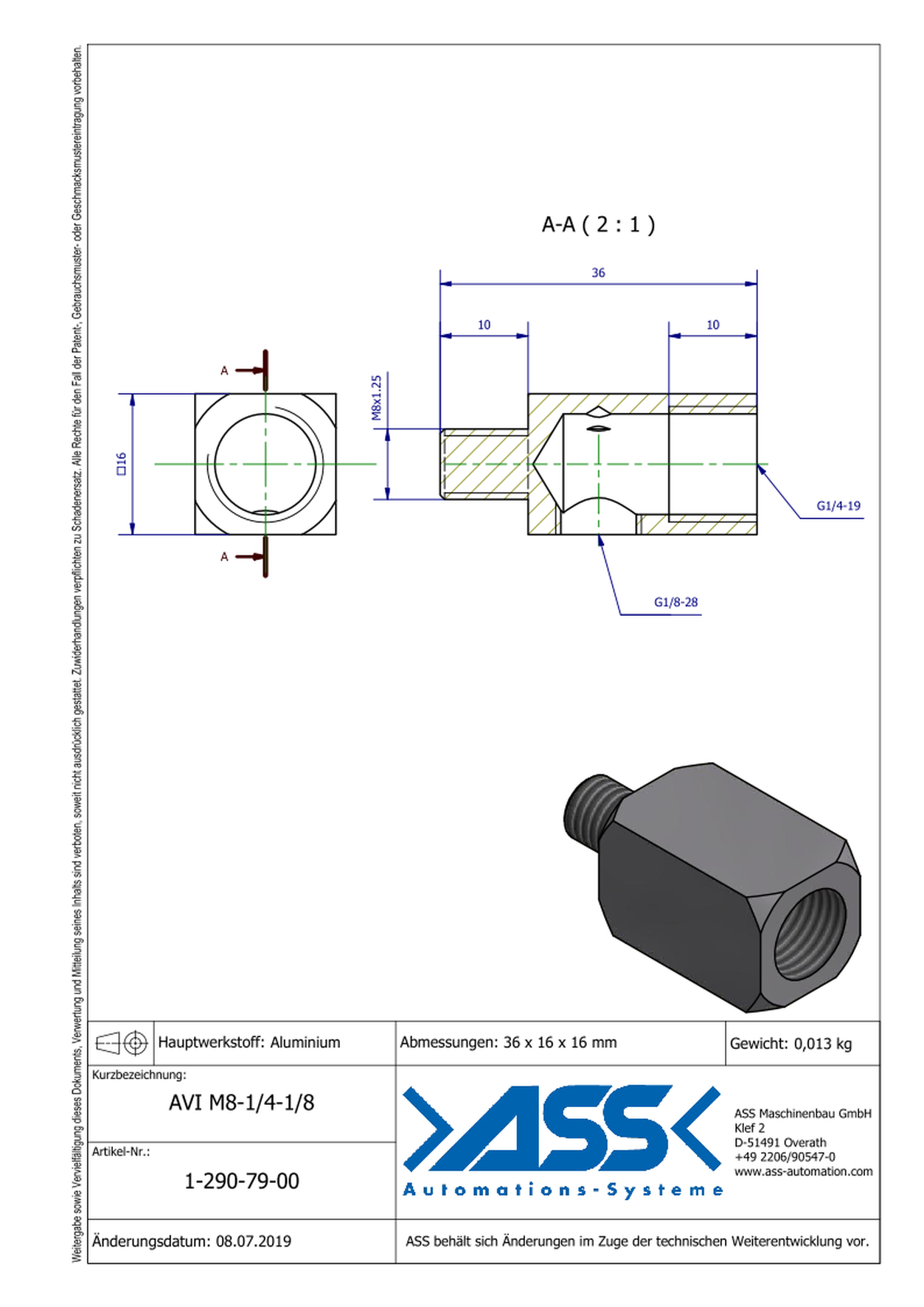 AVI 8-1/4-1/8 Adapter Female