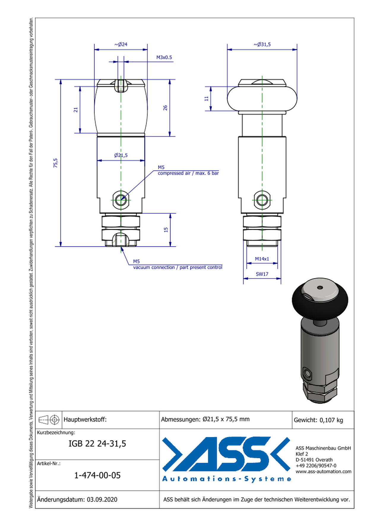 IGB 22 24-31,5 ID Gripper, Bellow