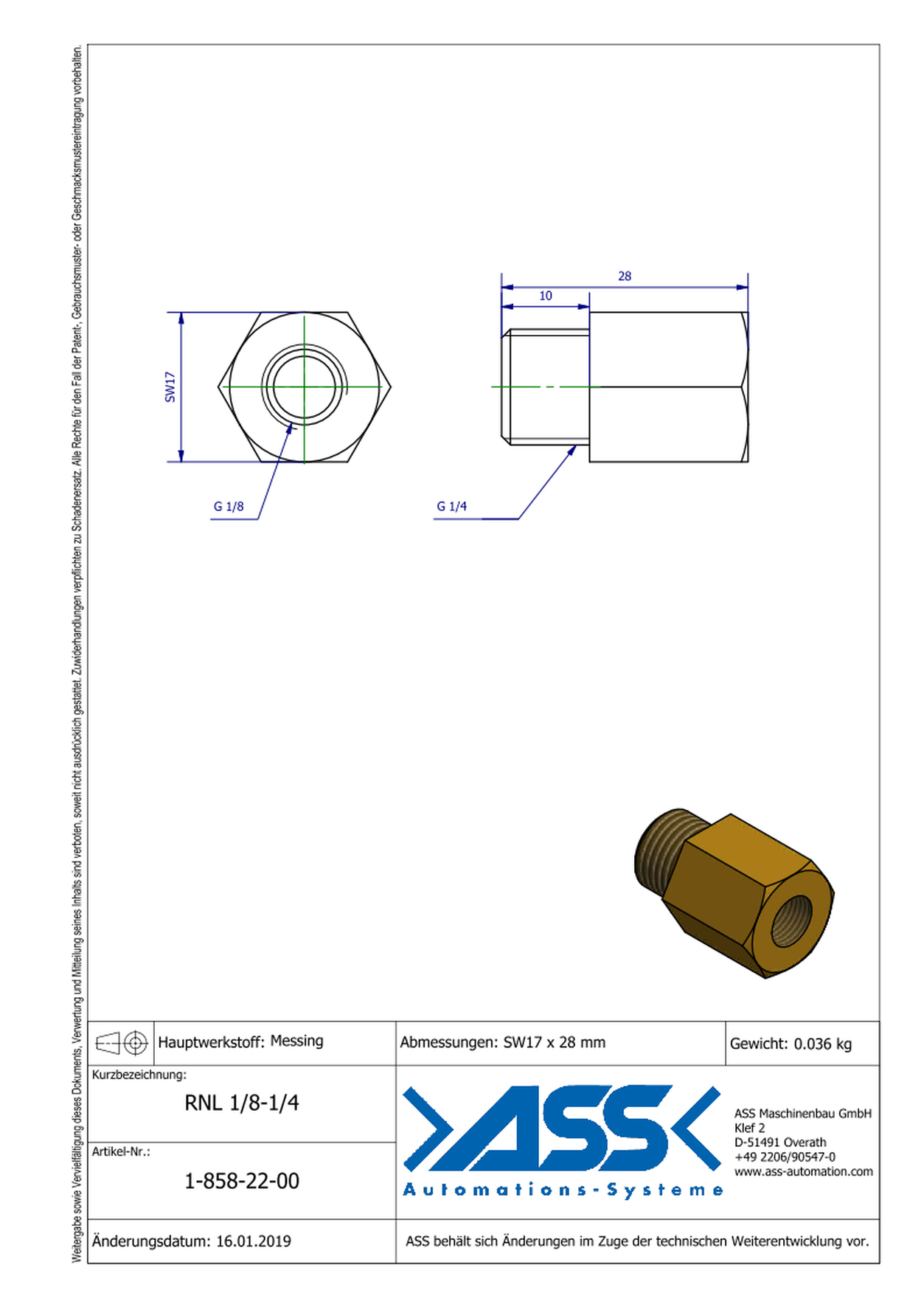 RNL 1/8-1/4 Reducing Nipple