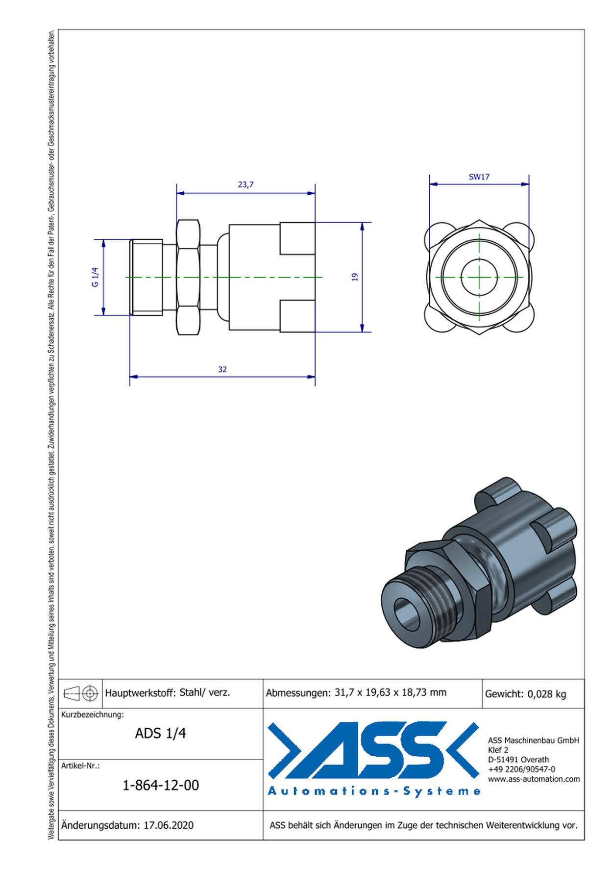 ADS 1/4 Exhaust throttle