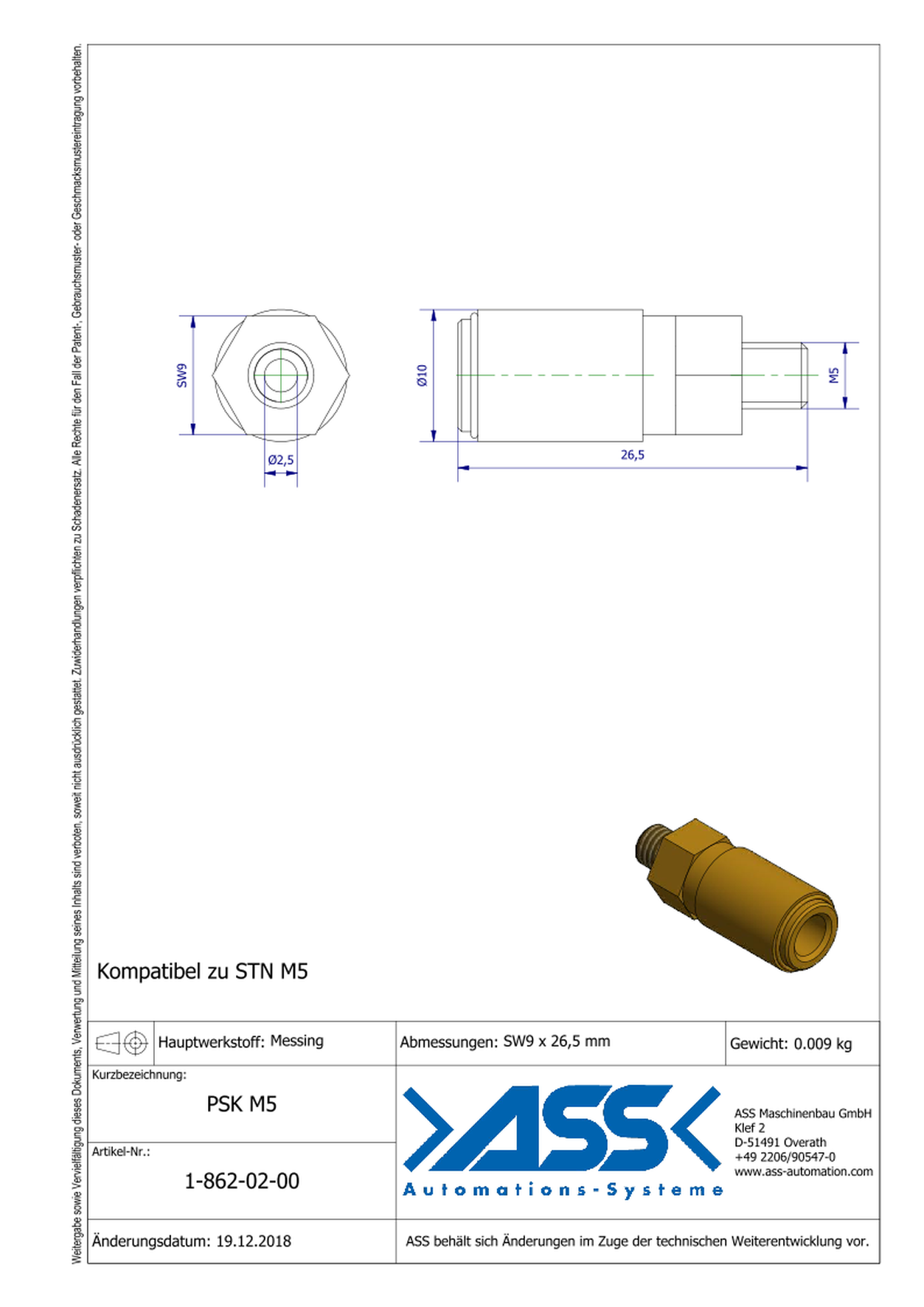 PSK M5 Quick Release Coupling