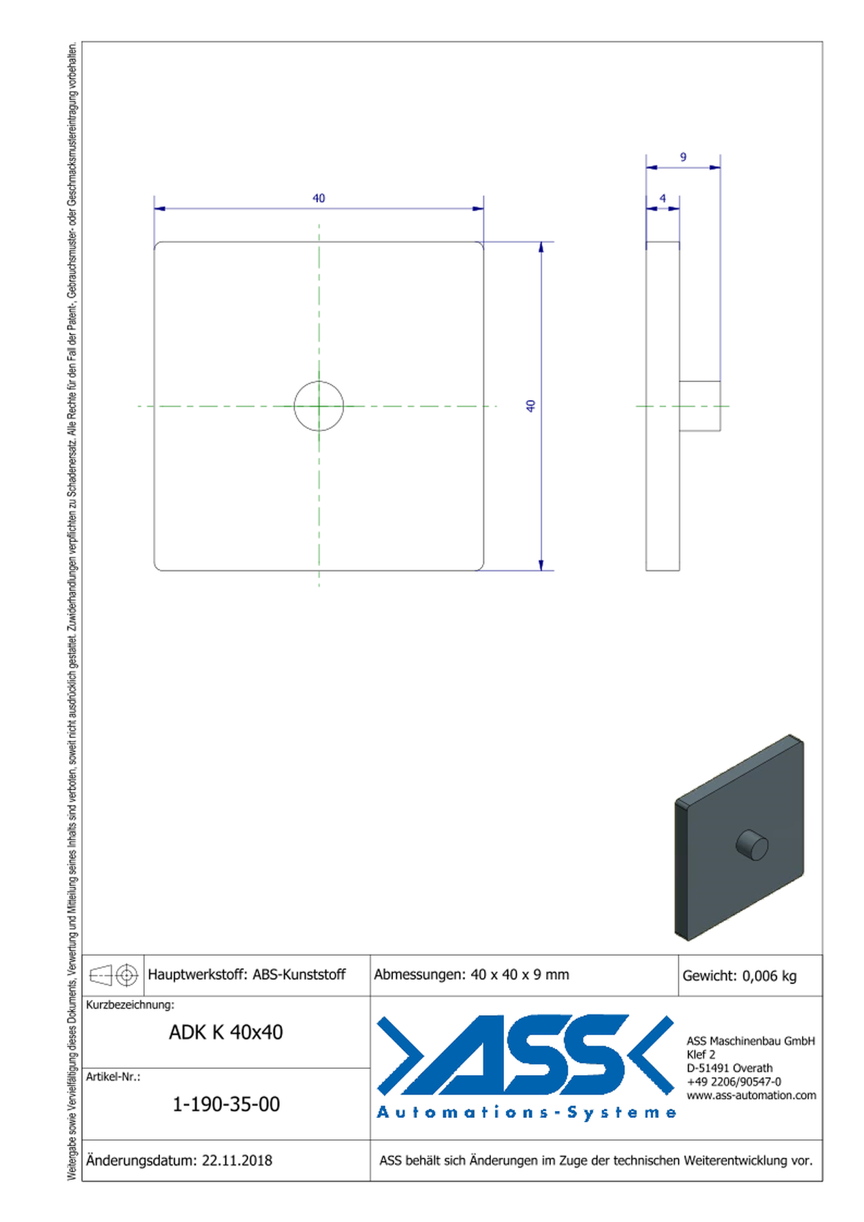 ADK K 40-40 Profile End Cap