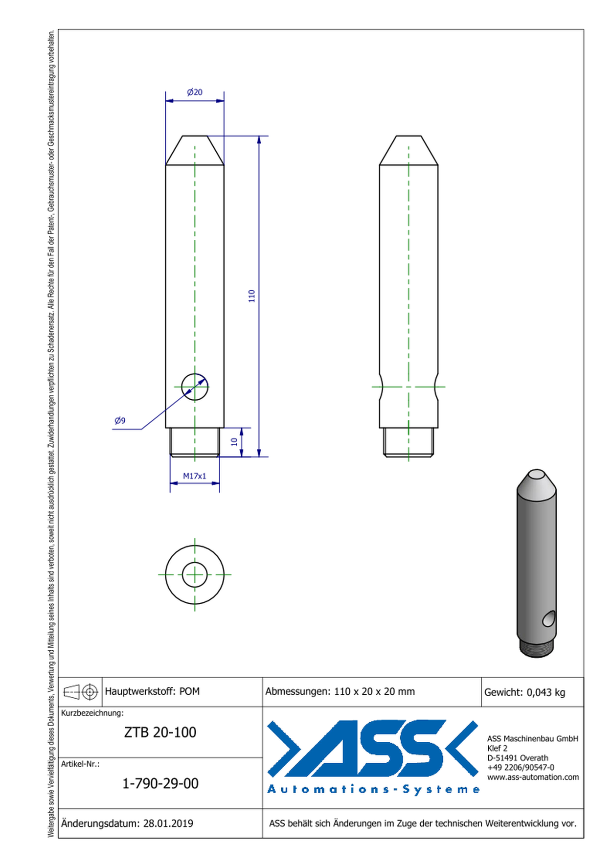 ZTB 20-100 Centering Pin