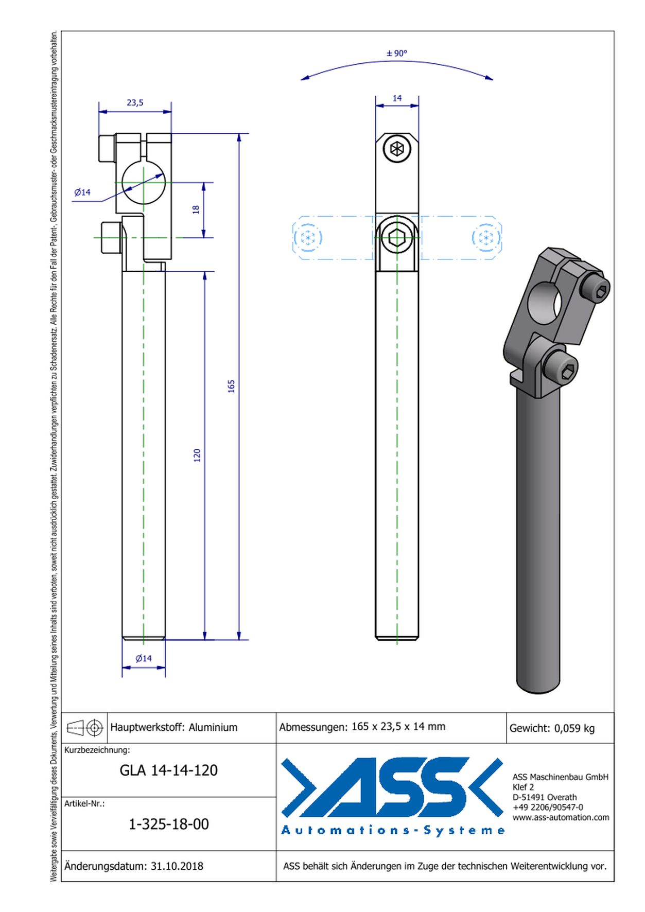 GLA 14-14-120 Elbow Arm