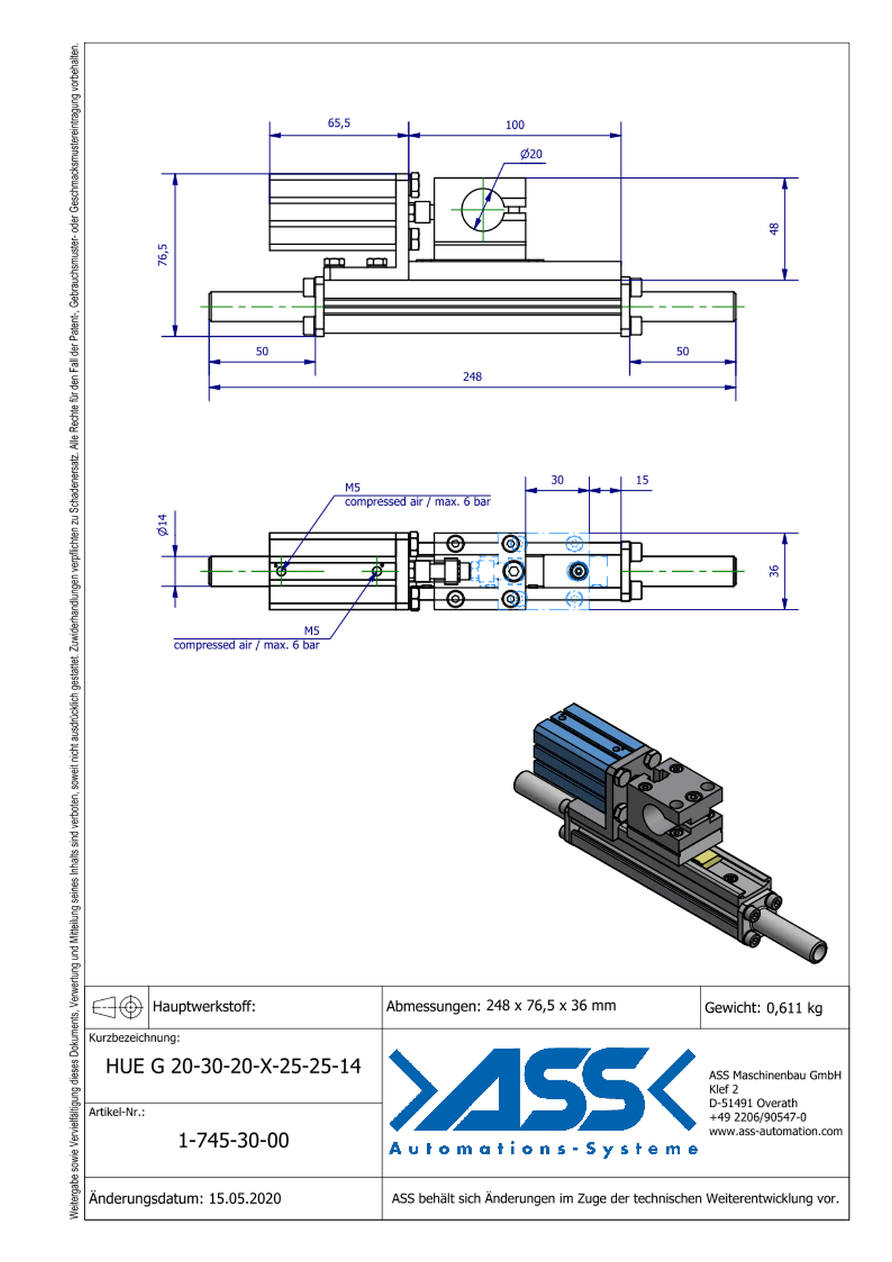 HUE G 20-30-20-X-25-25-14  Slide Unit with Sliding Guide on Profile