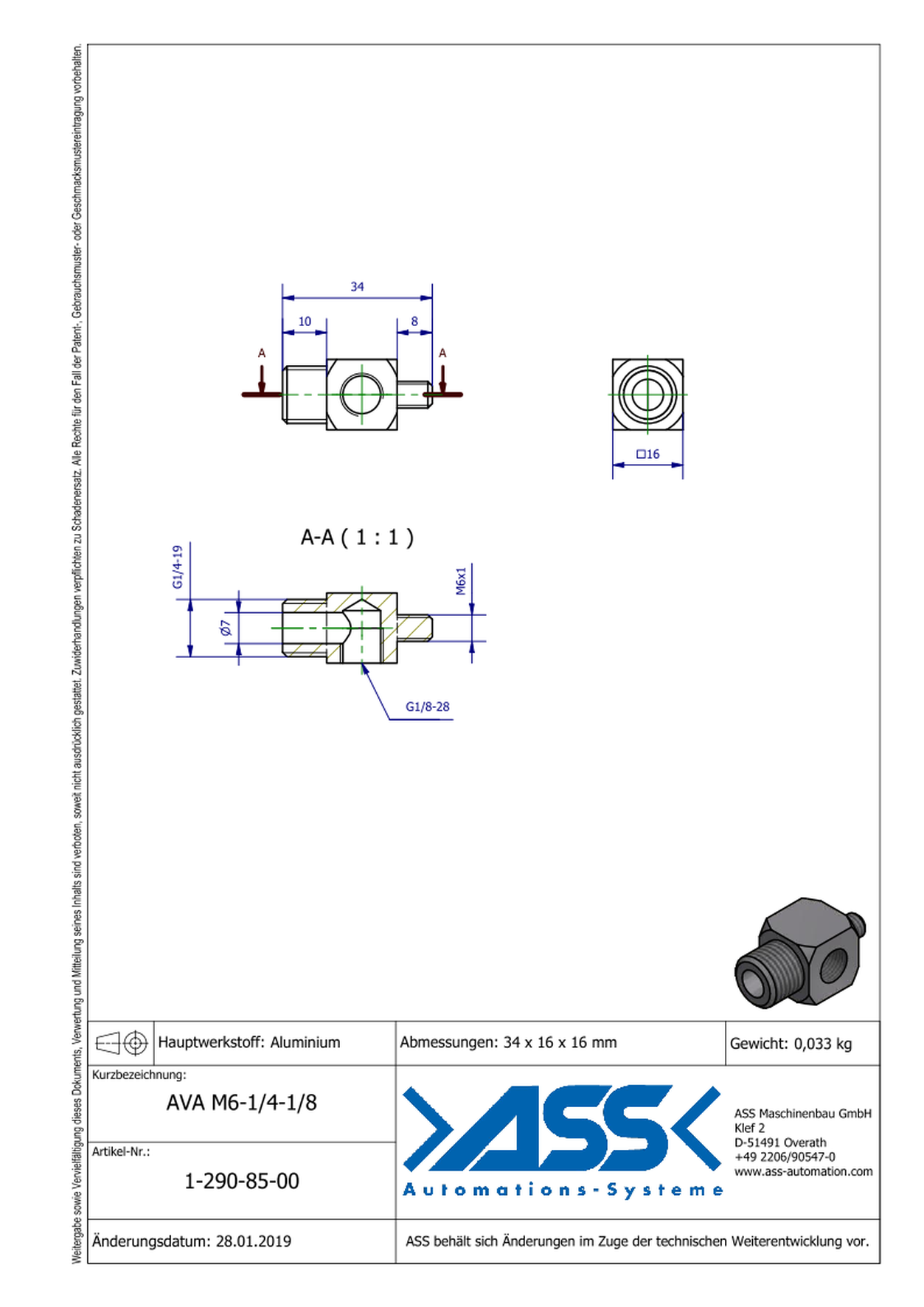 AVA 6-1/4-1/8 Adapter Male