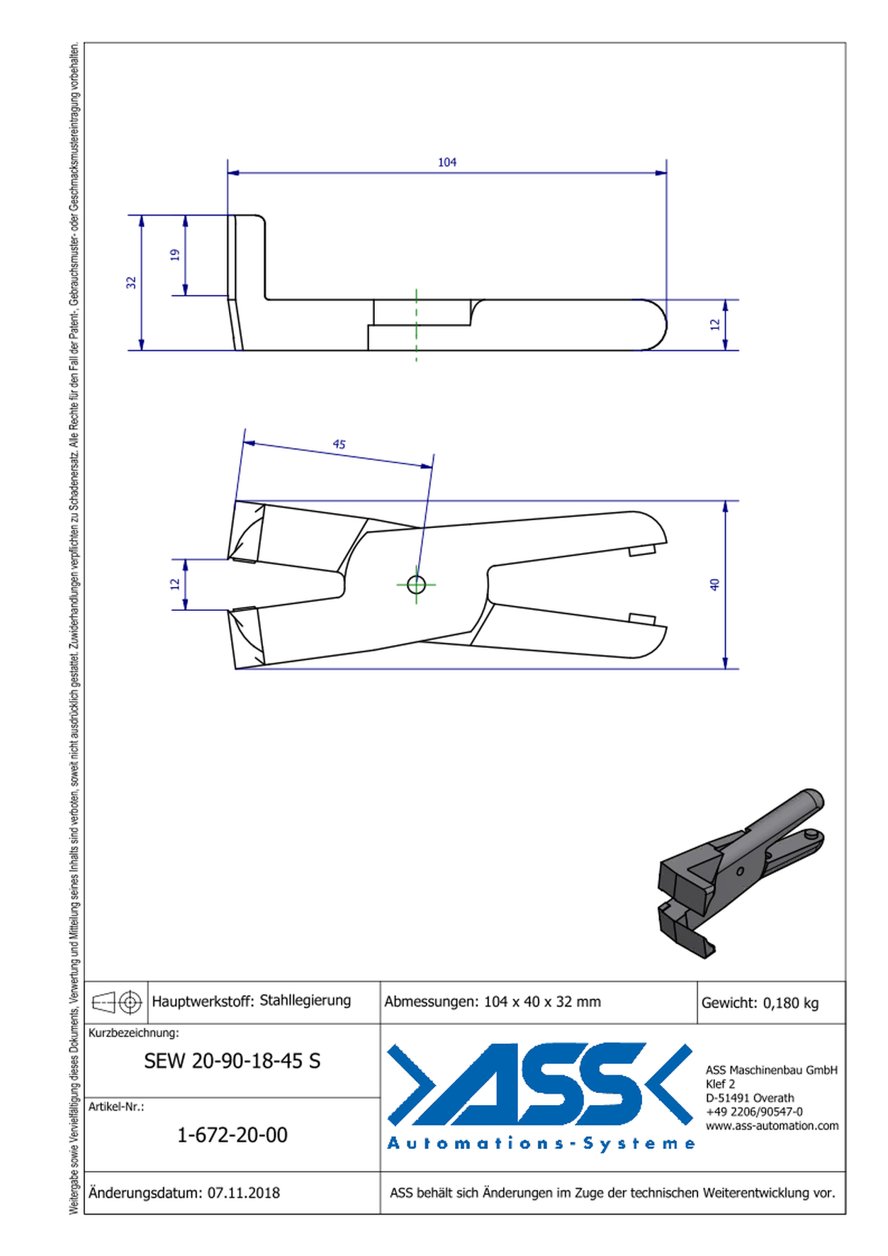 SEW20-90-18-45S Nipper Blade, angulated 90°, for ASN 20