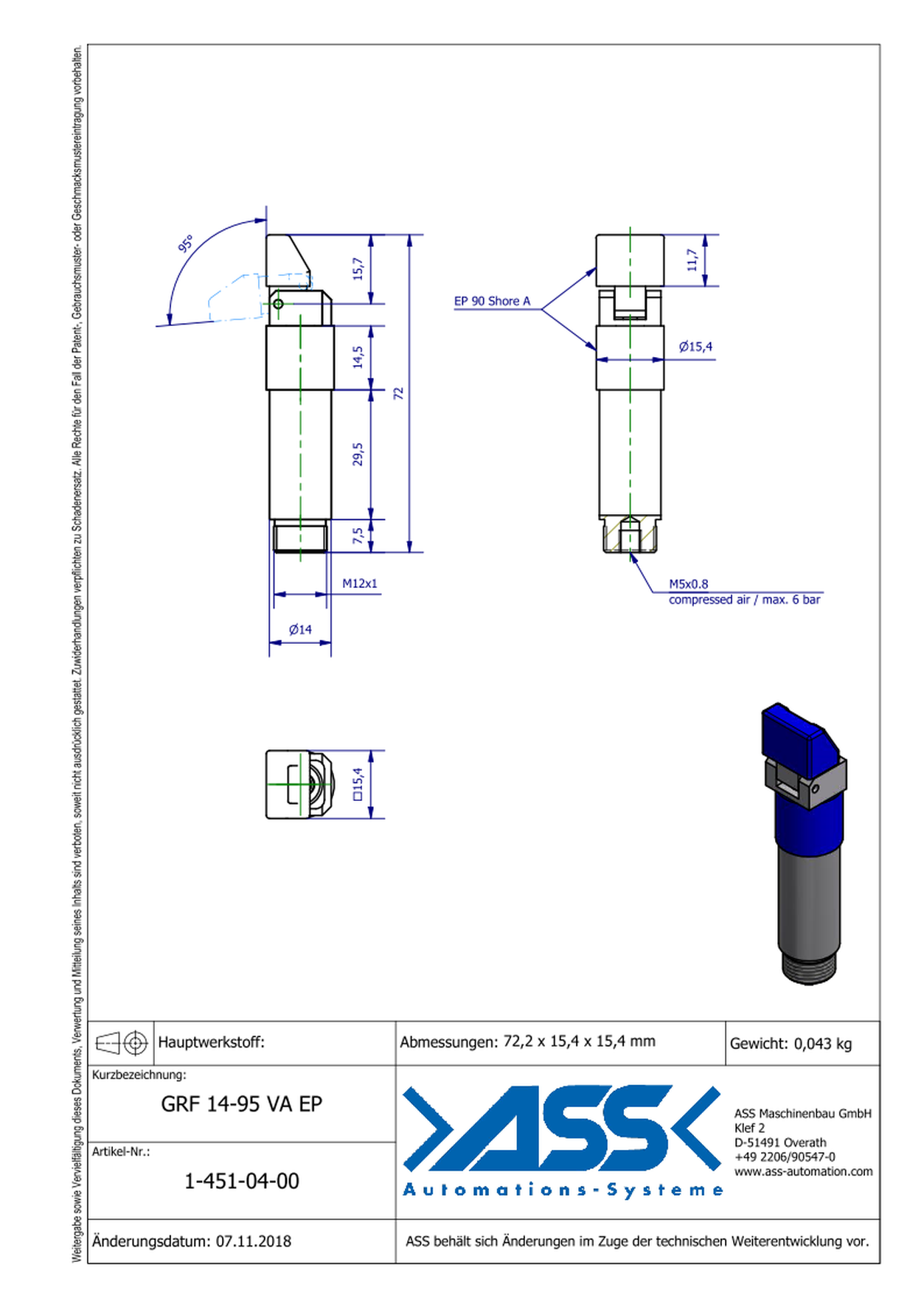 GRF 14-95 VA EP Gripper Finger 95°, with EP Coating