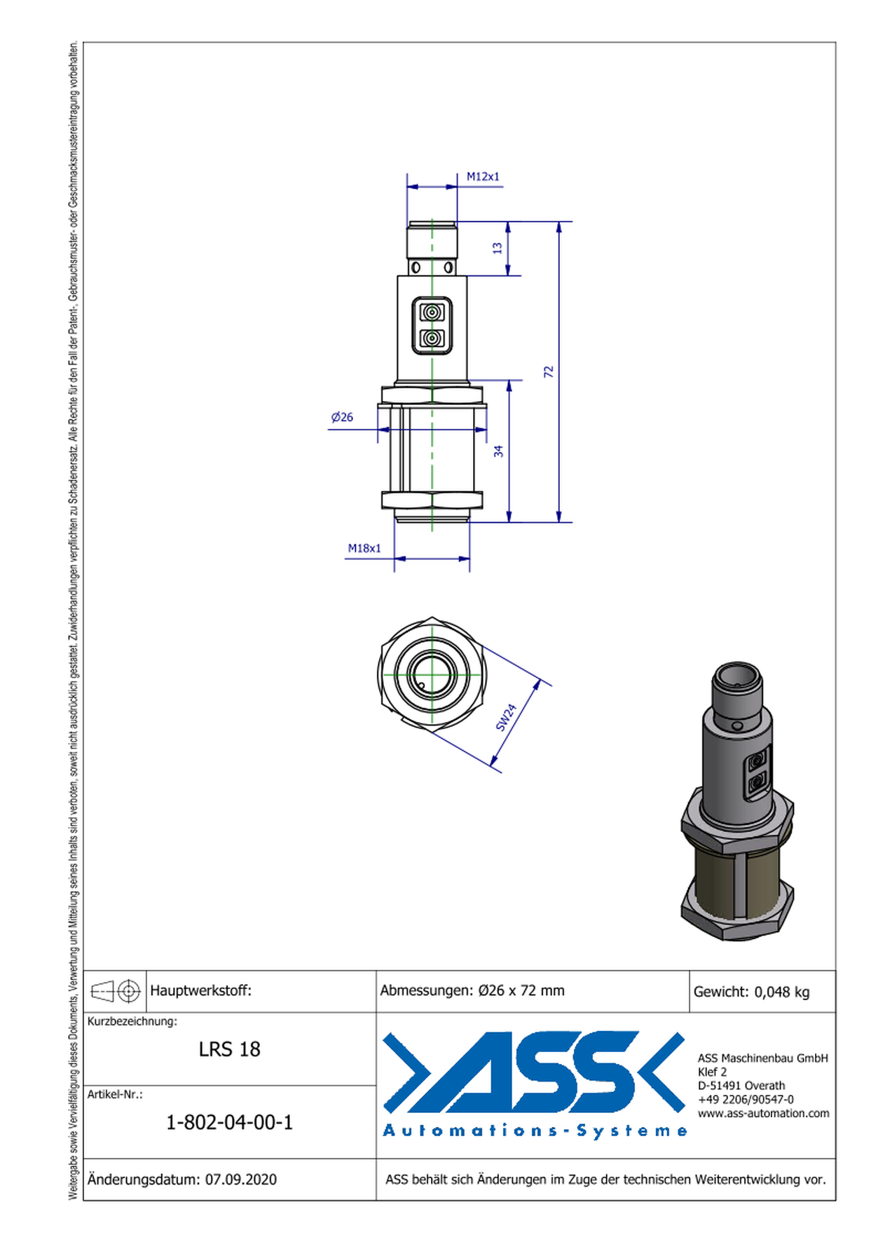 LRS 18 Photoelectric Sensor, cylindric