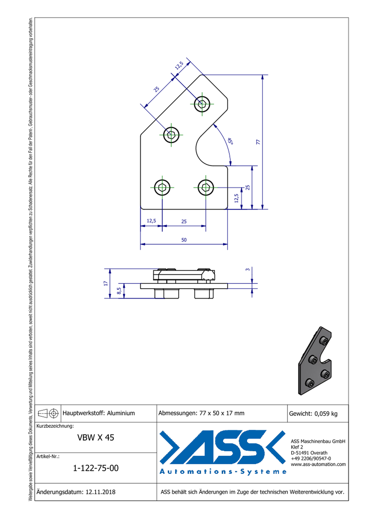 VBW X 45 45° Support Joint Connector