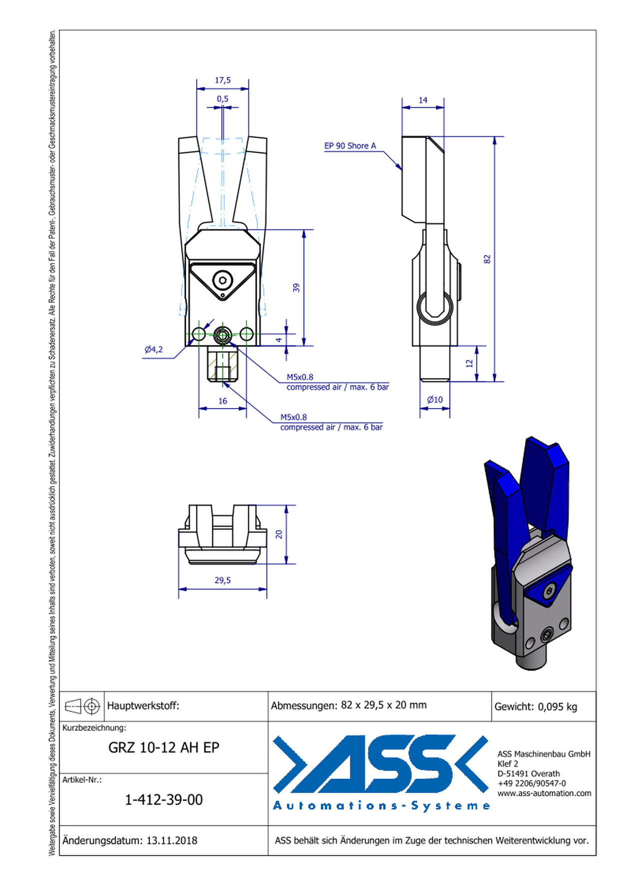 GRZ 10-12 AH EP Gripper, Jaw Type: both sides EP Coat., extra wide