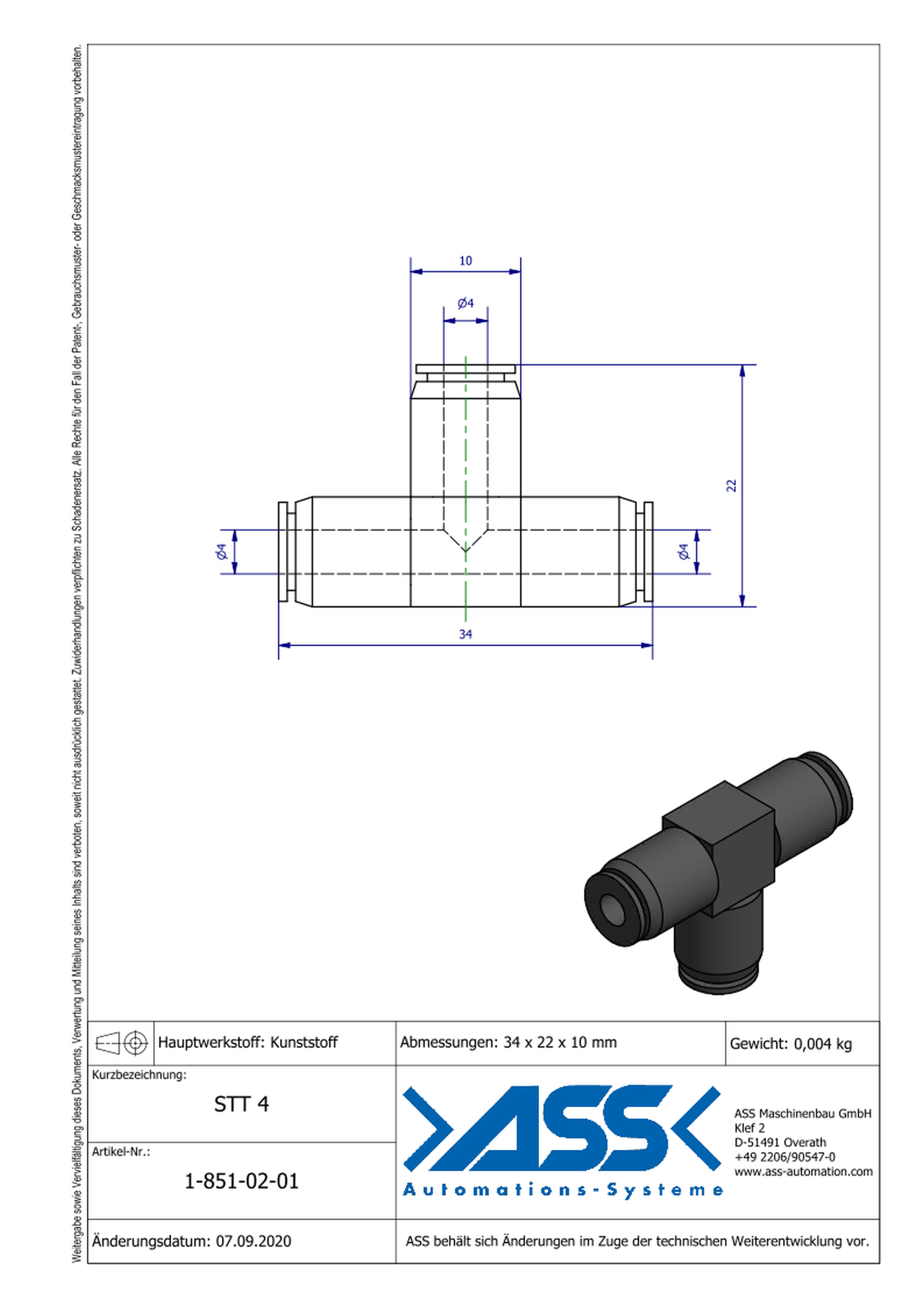 STT 4 T-Hose Quick Connector