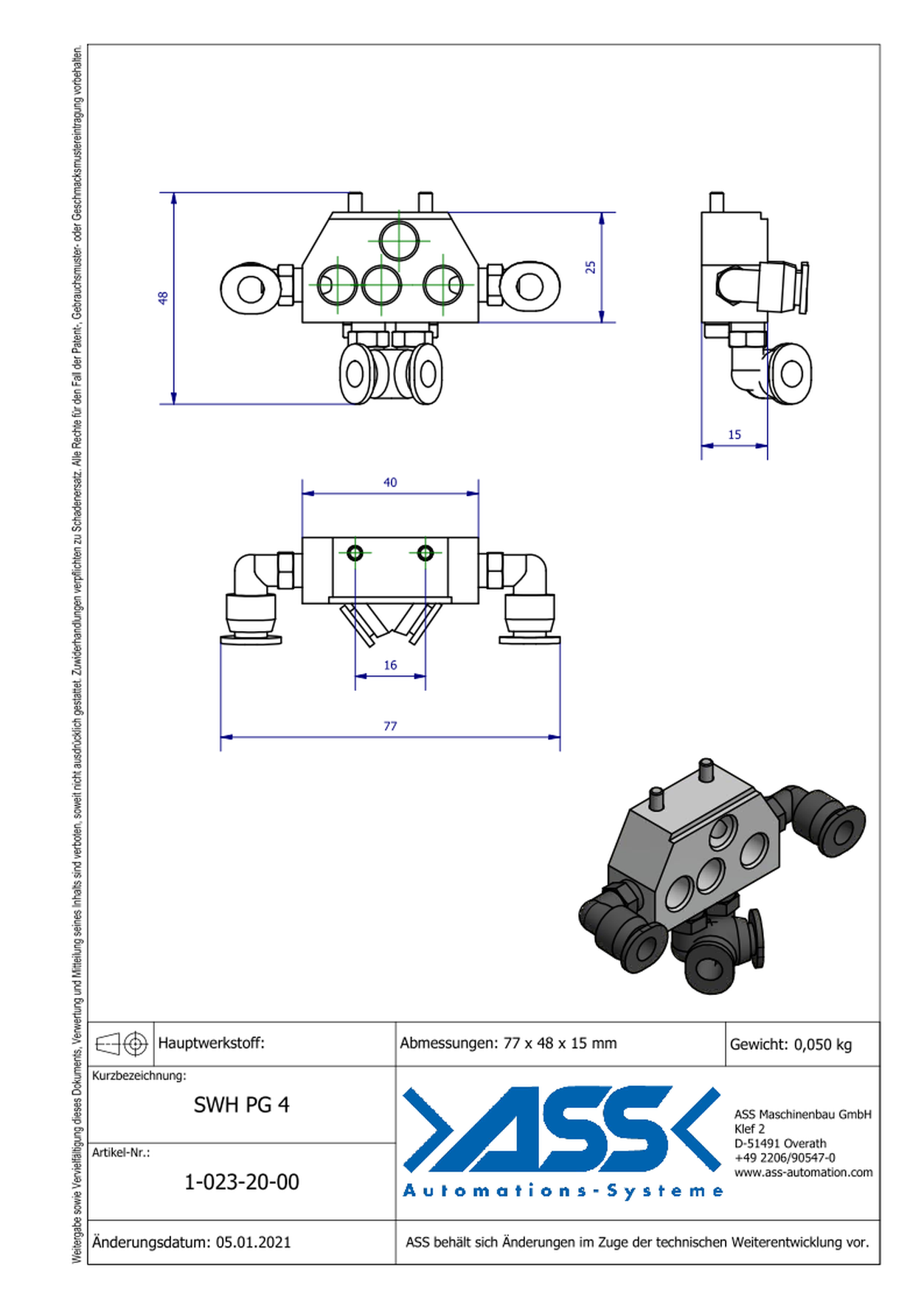 SWH-PG 4 Pneumatic Interface Expansion, 4-times, EOAT Side