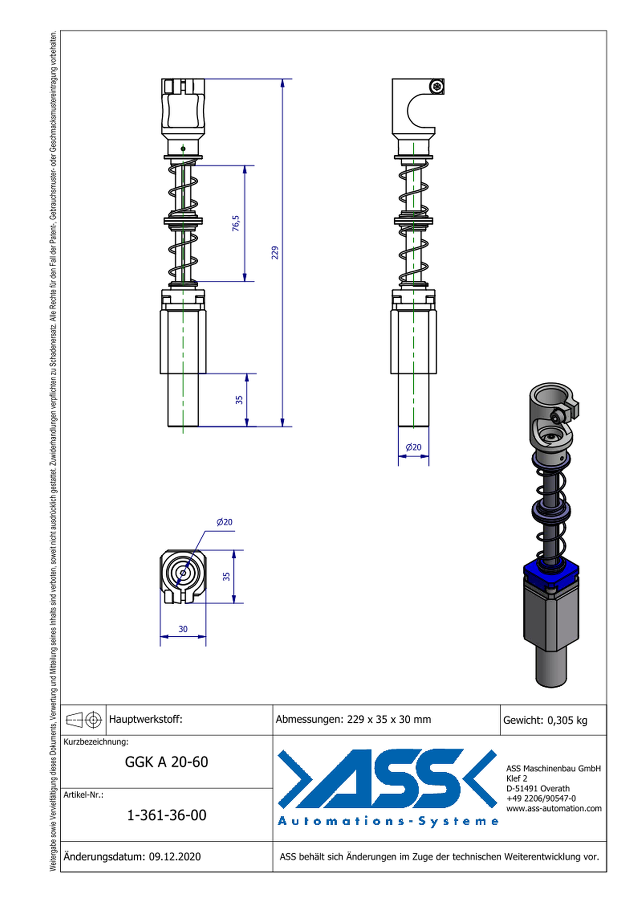 GGK A 20-60 Gripper Arm, lin.gu., spr.comp., lock ag.rot., ax.