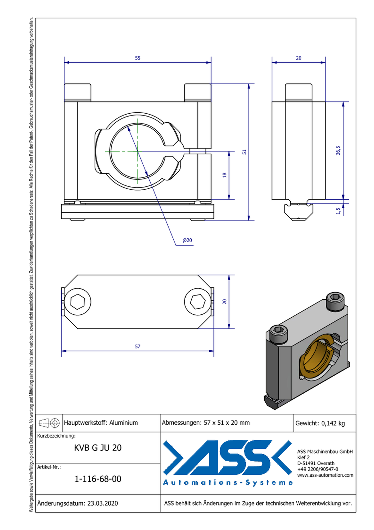 KVB G JU 20 Cross Connector with Ball Joint