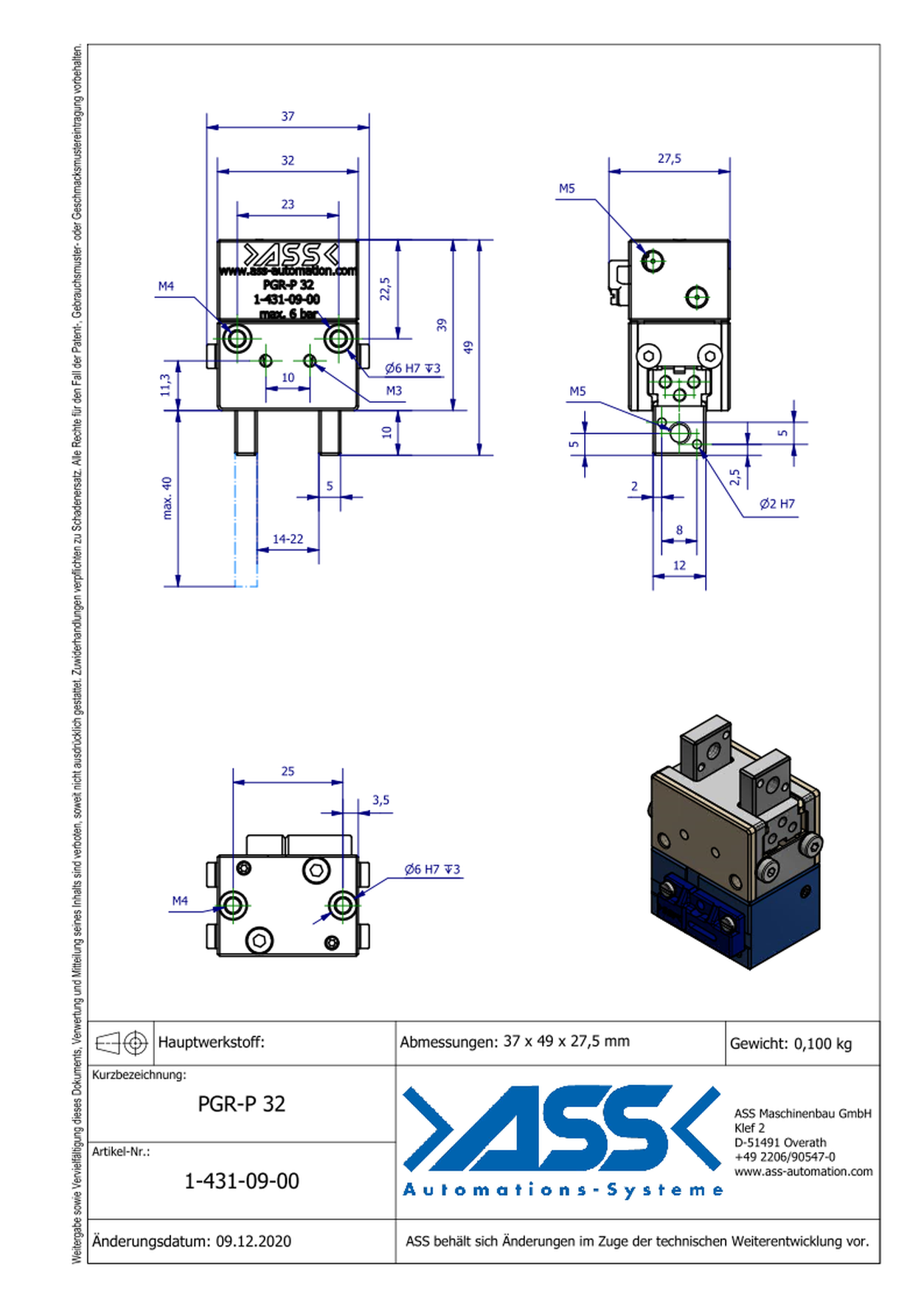 PGR-P 32 Parallel Gripper, pneumatic