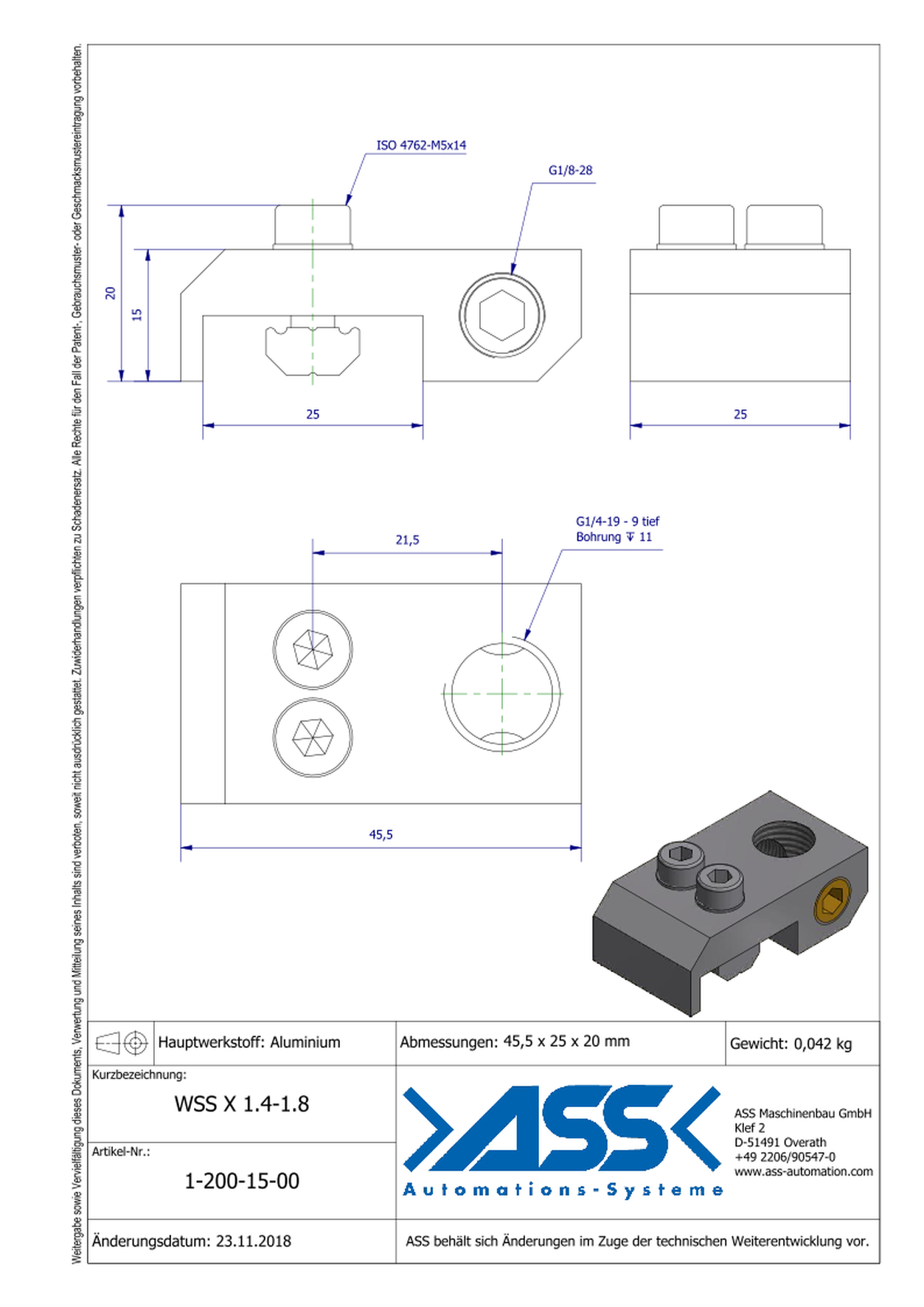 WSS X 1/4-1/8 Angle Connector