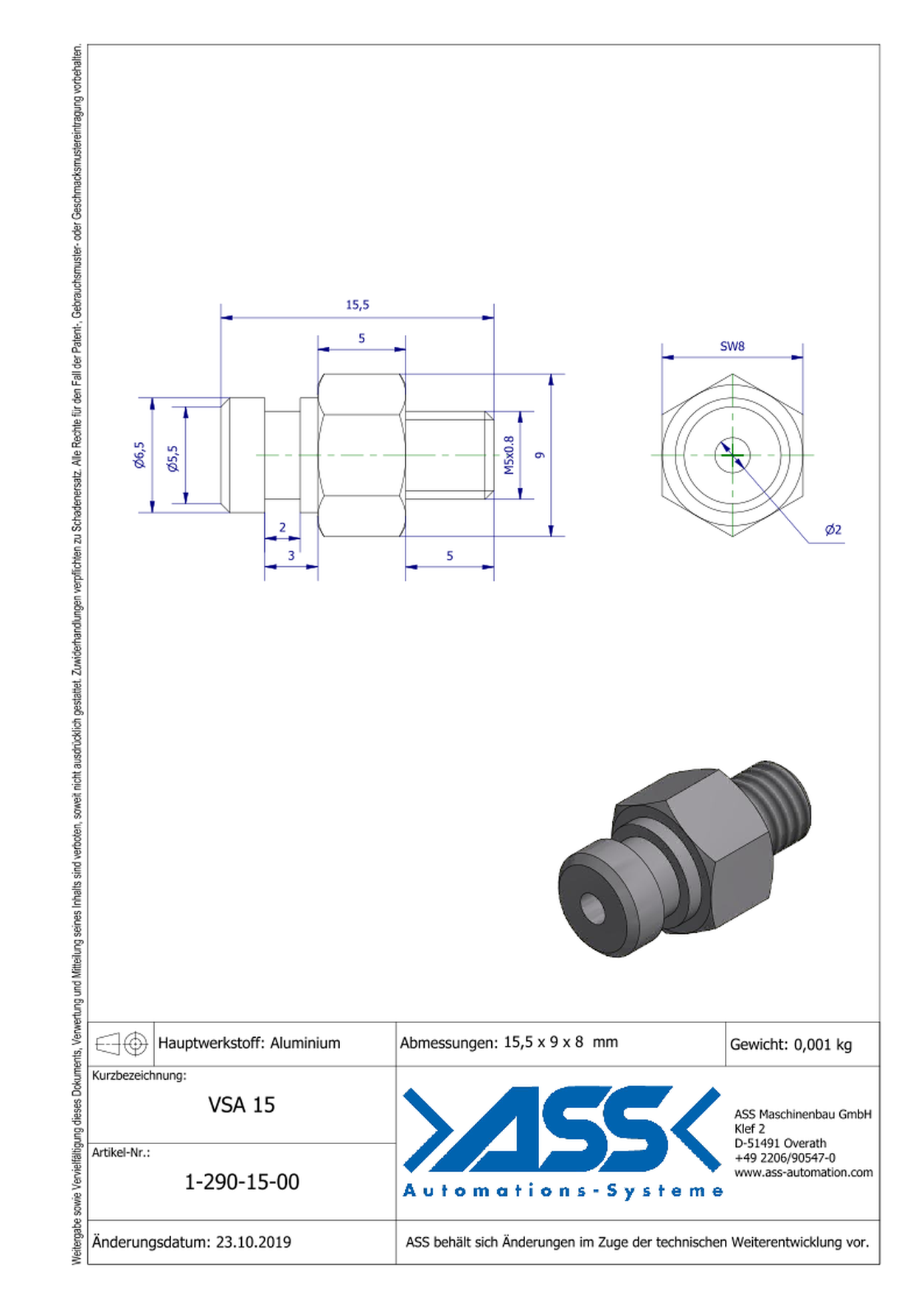 VSA 15 Adapter for Suction Cups