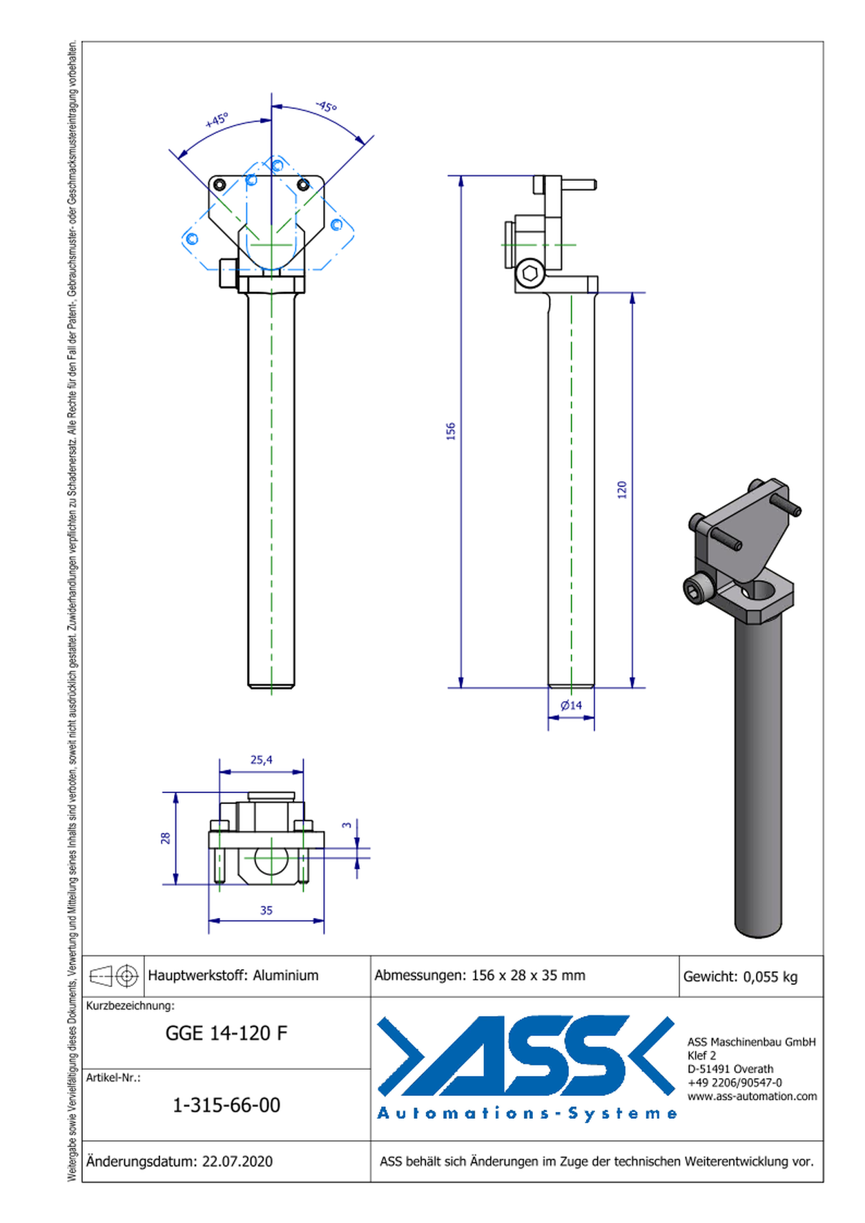 GGE 14-120 F Gripper Arm for Sensor LES 6