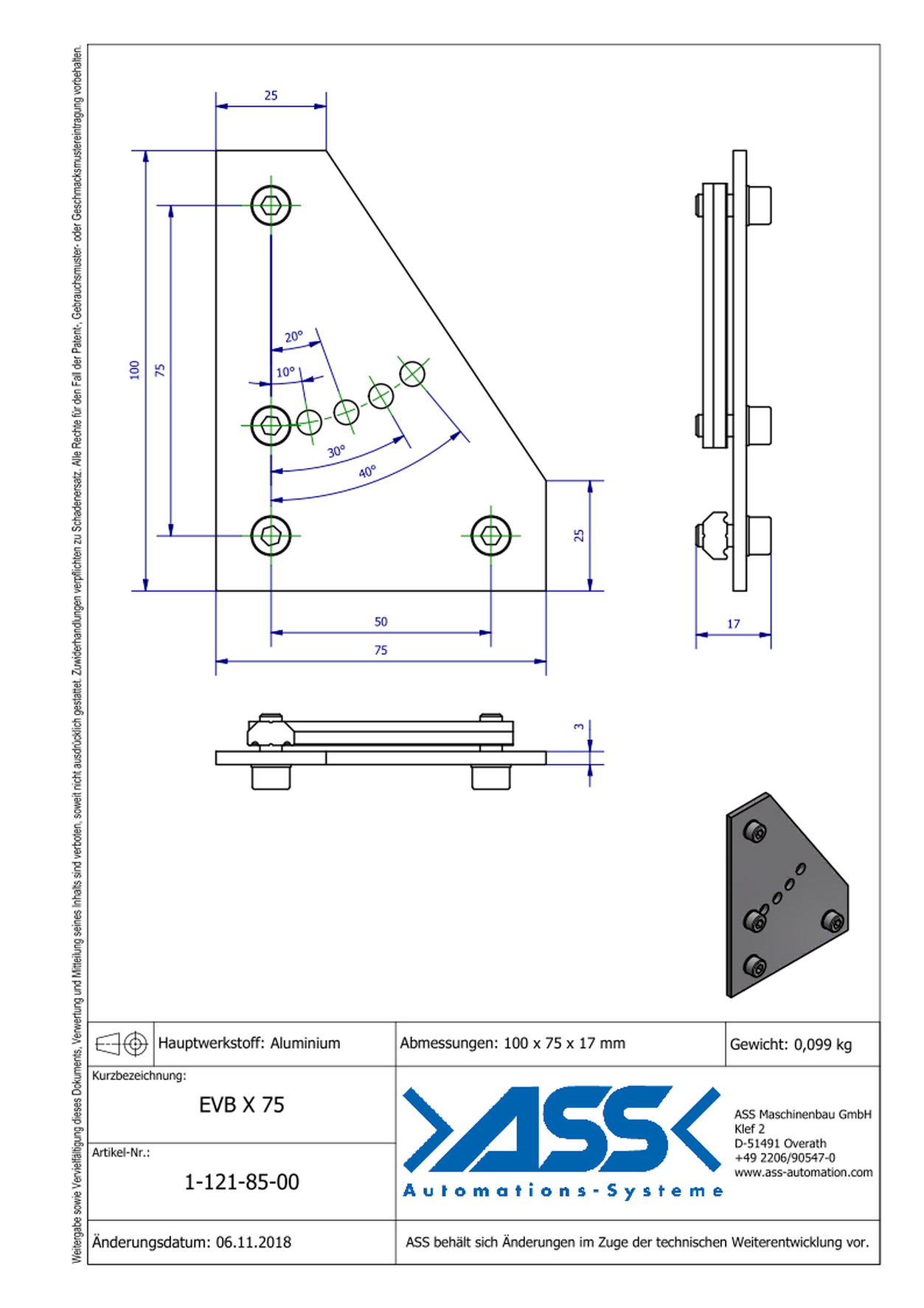 EVB X 75 Corner Joint Plate