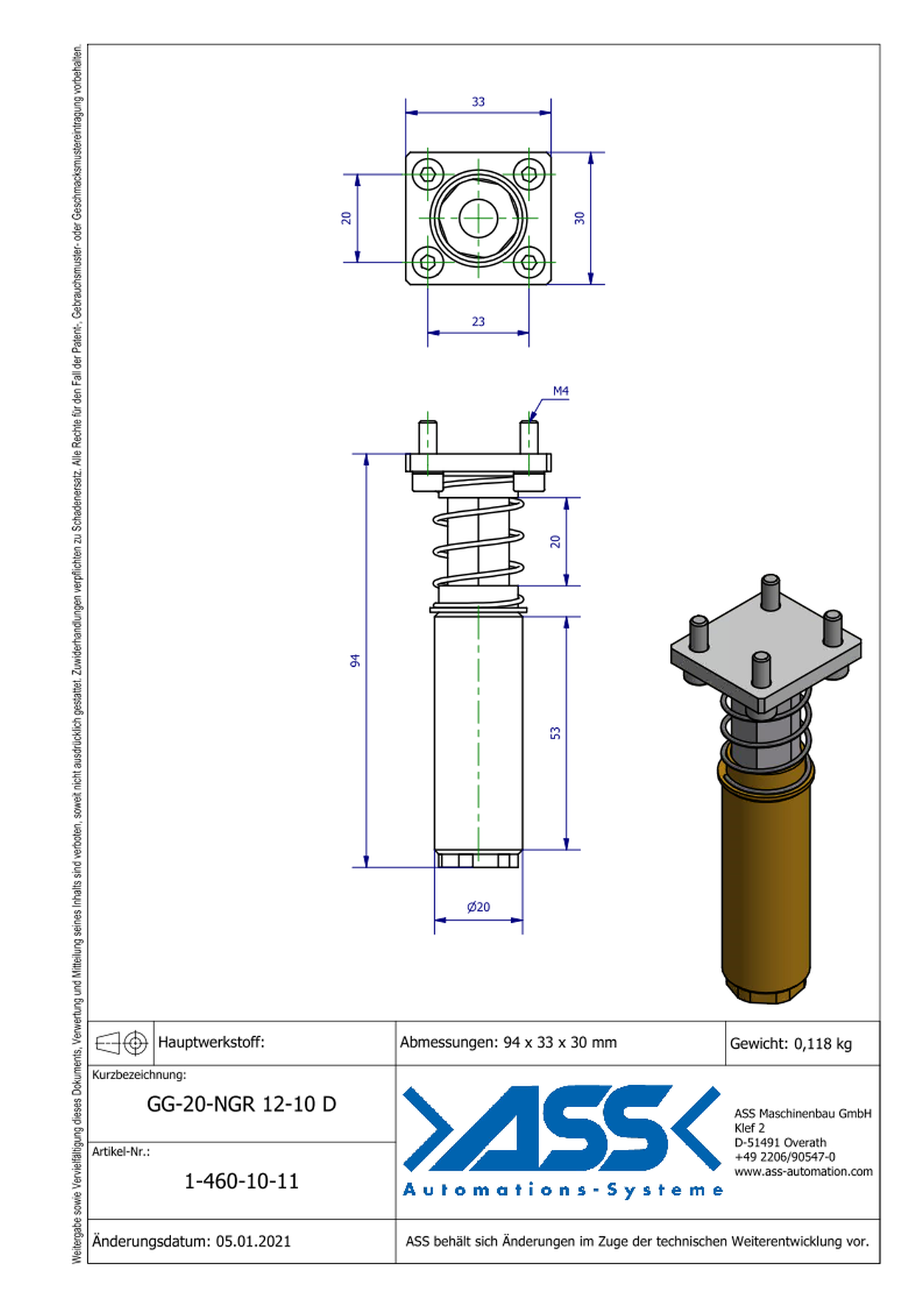 GG-20-NGR 12-10 D Spring loaded Gripper Arm for NGR 12-10 D