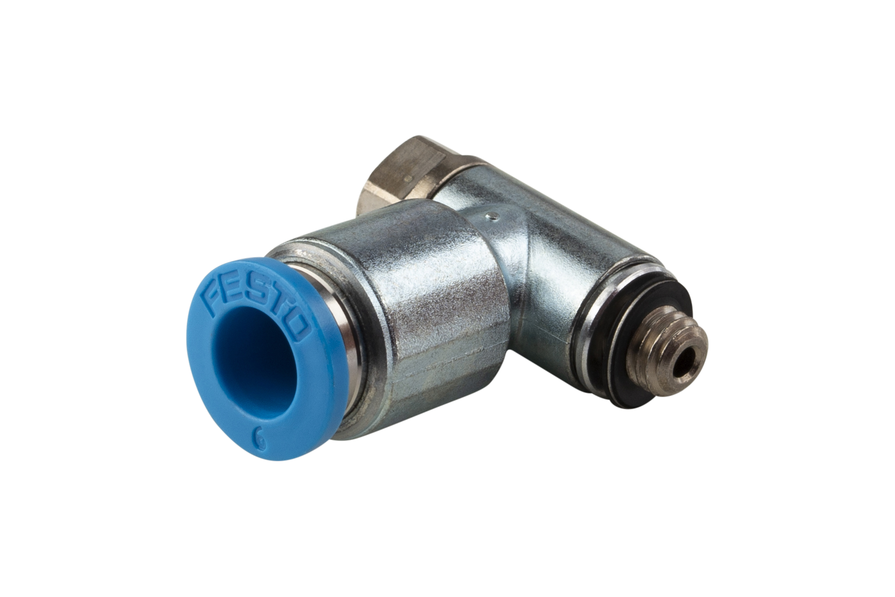 DRV M5 4-3 Flow Control M5 Thread Model: angled, Hose connection Ø: 6 mm, Compatible to: PSS 6-4, Connection thread: M5