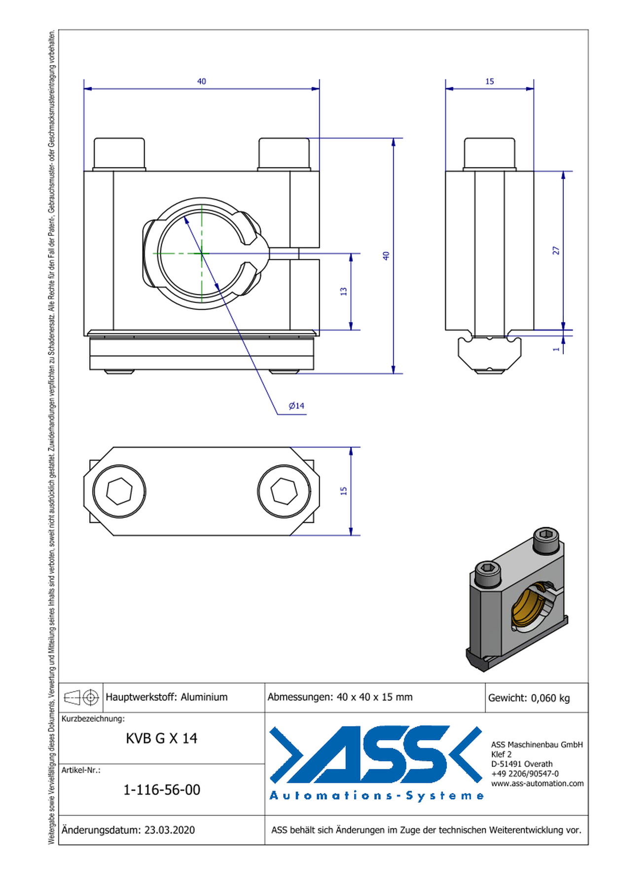 KVB G X 14 Cross Connector with Ball Joint