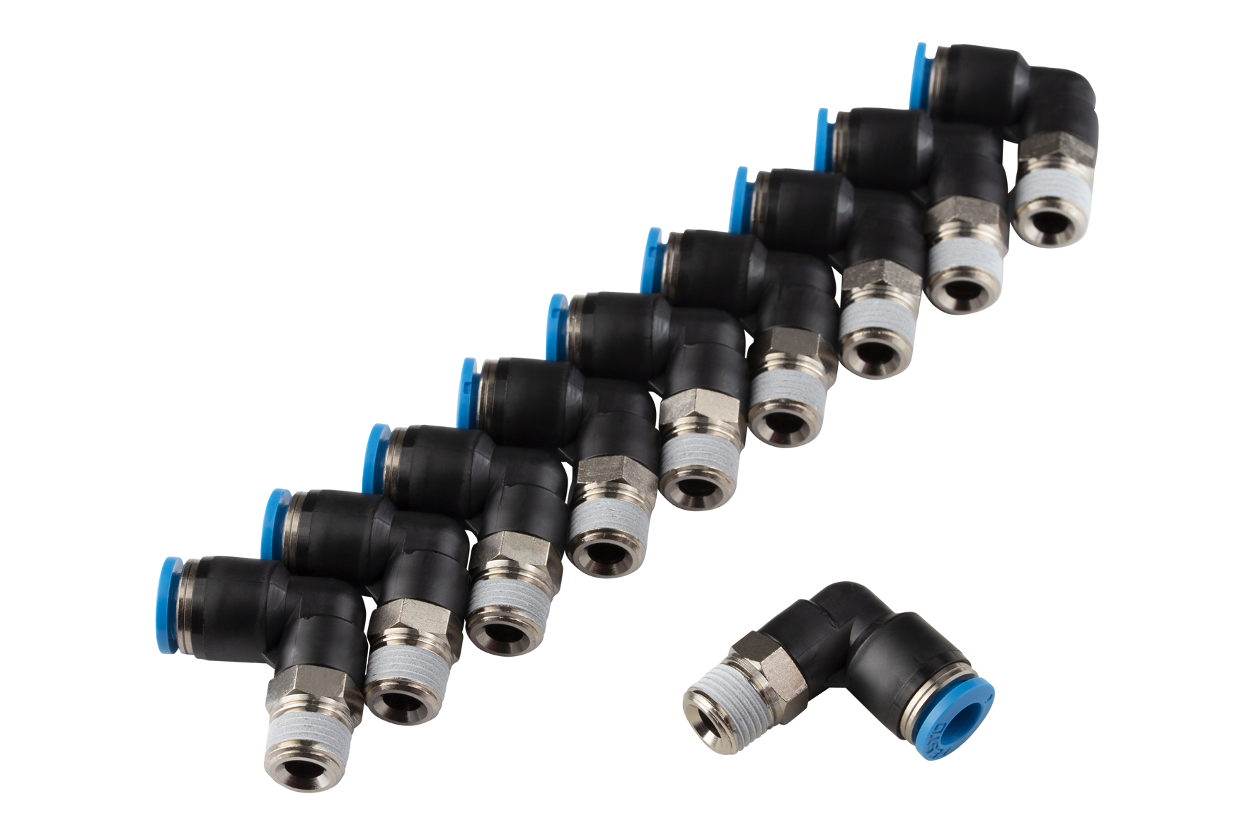 PSL 1/8 4-3 Quick Connector for PSS Model: short, angled, Hose connection Ø: 6 mm, Compatible to: PSS 6-4, Connection thread: R1/8″