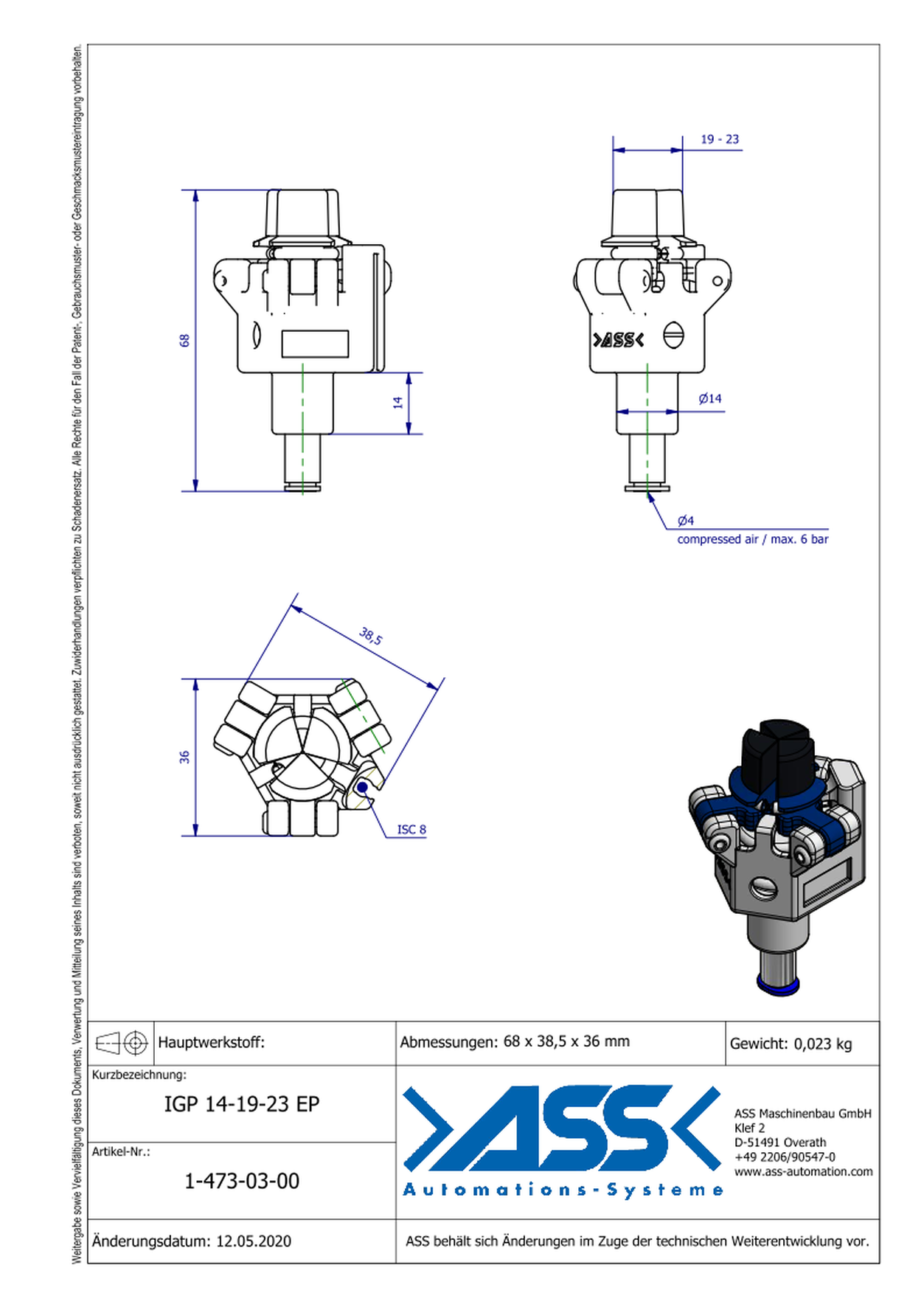 IGP 14-19-23 EP ID Gripper with EP Coating