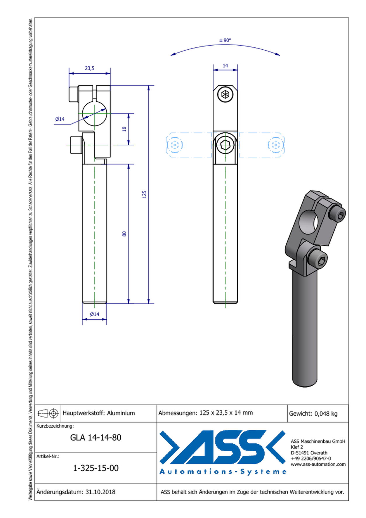 GLA 14-14-80 Elbow Arm