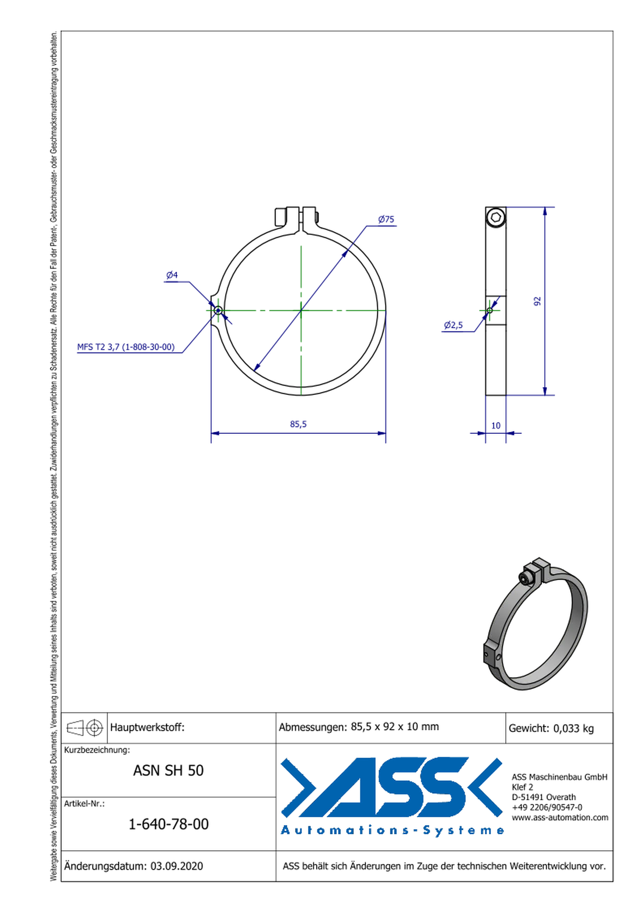 ASN SH 50 Sensor Bracket