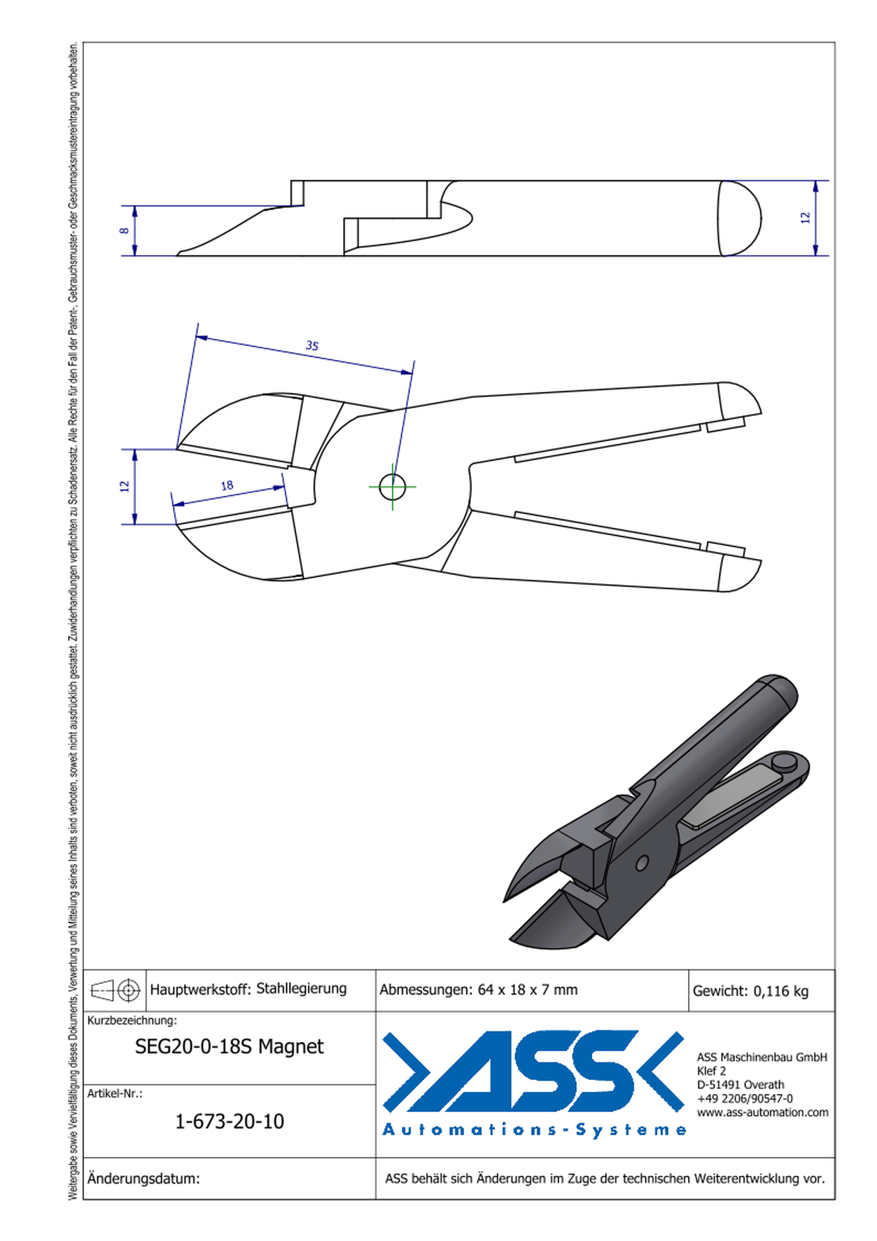 SEG20-0-18S Magnet  Nipper Blade Magnet Return, Straight Form