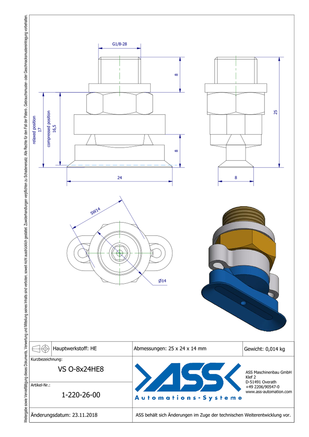 VS O-8x24HE8 Vacuum Cup, Oval