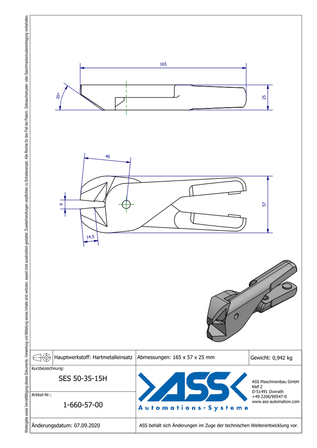 SES 50-35-15H Nipper Blade ASN 50 AR VS