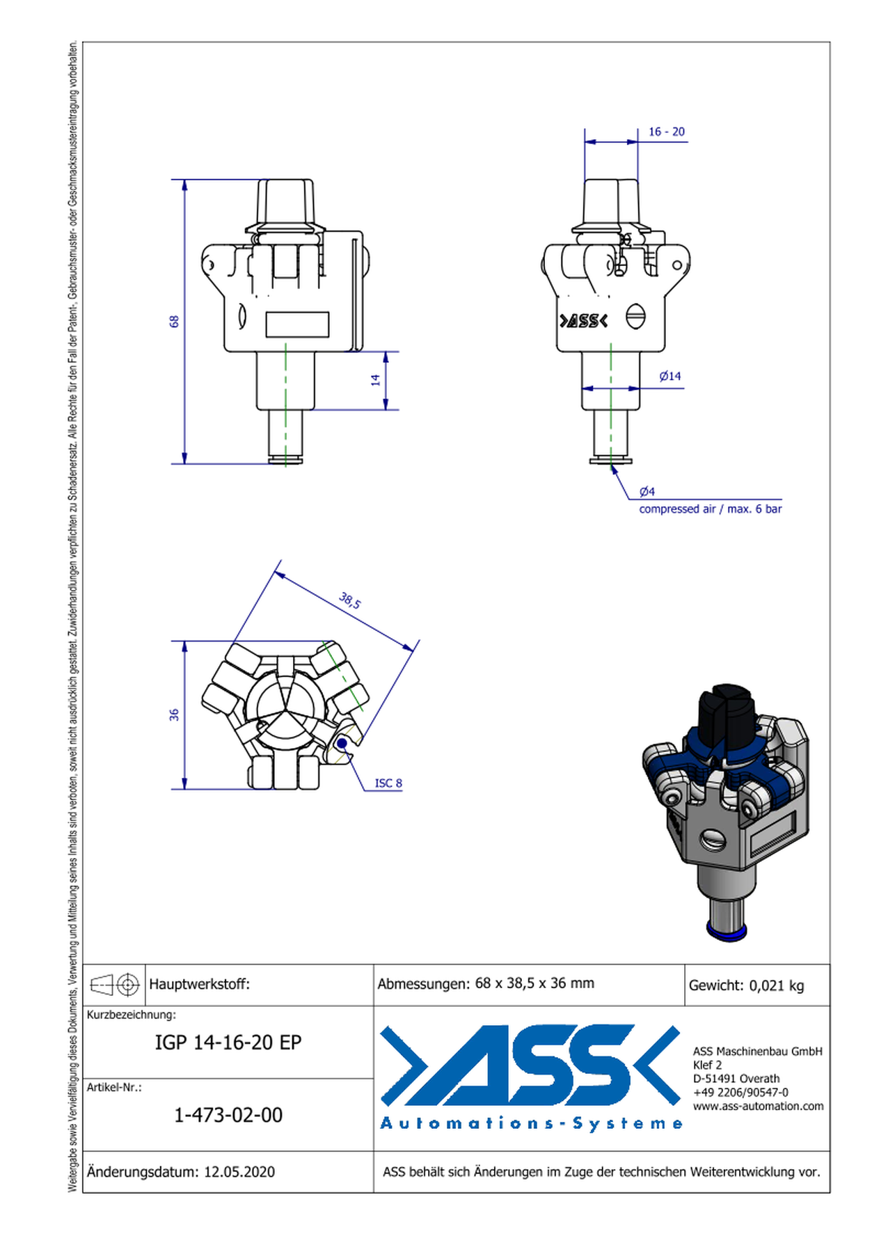 IGP 14-16-20 EP ID Gripper with EP Coating